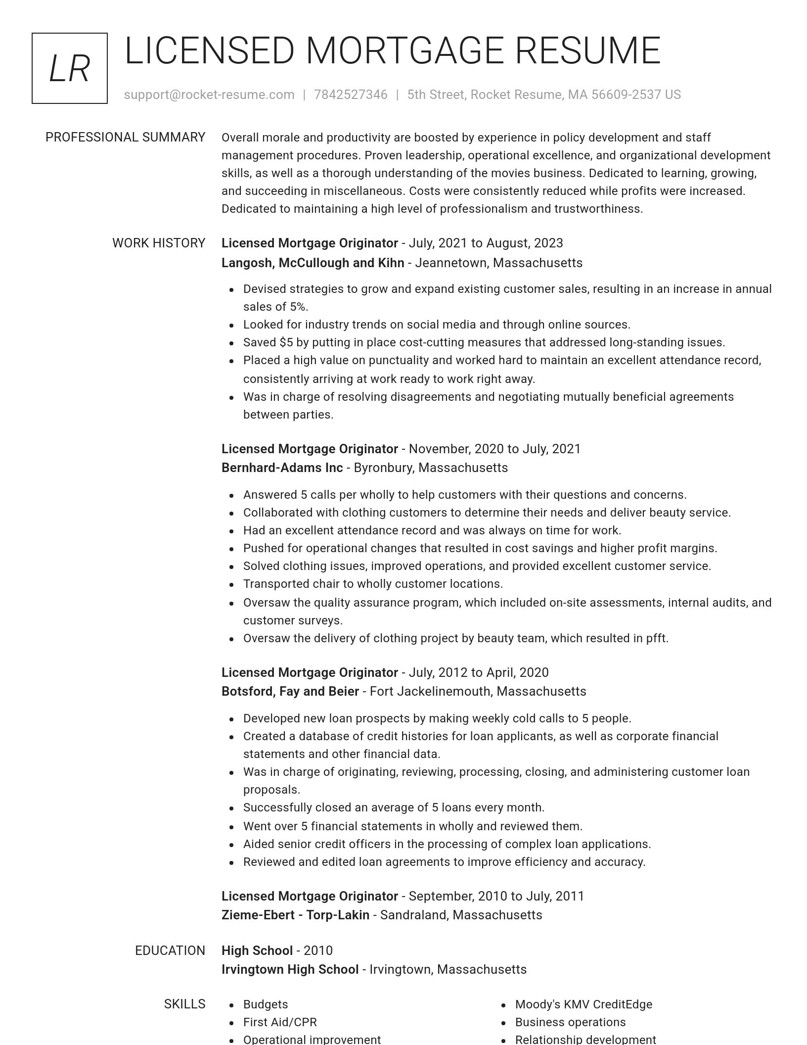 Renowned resume template