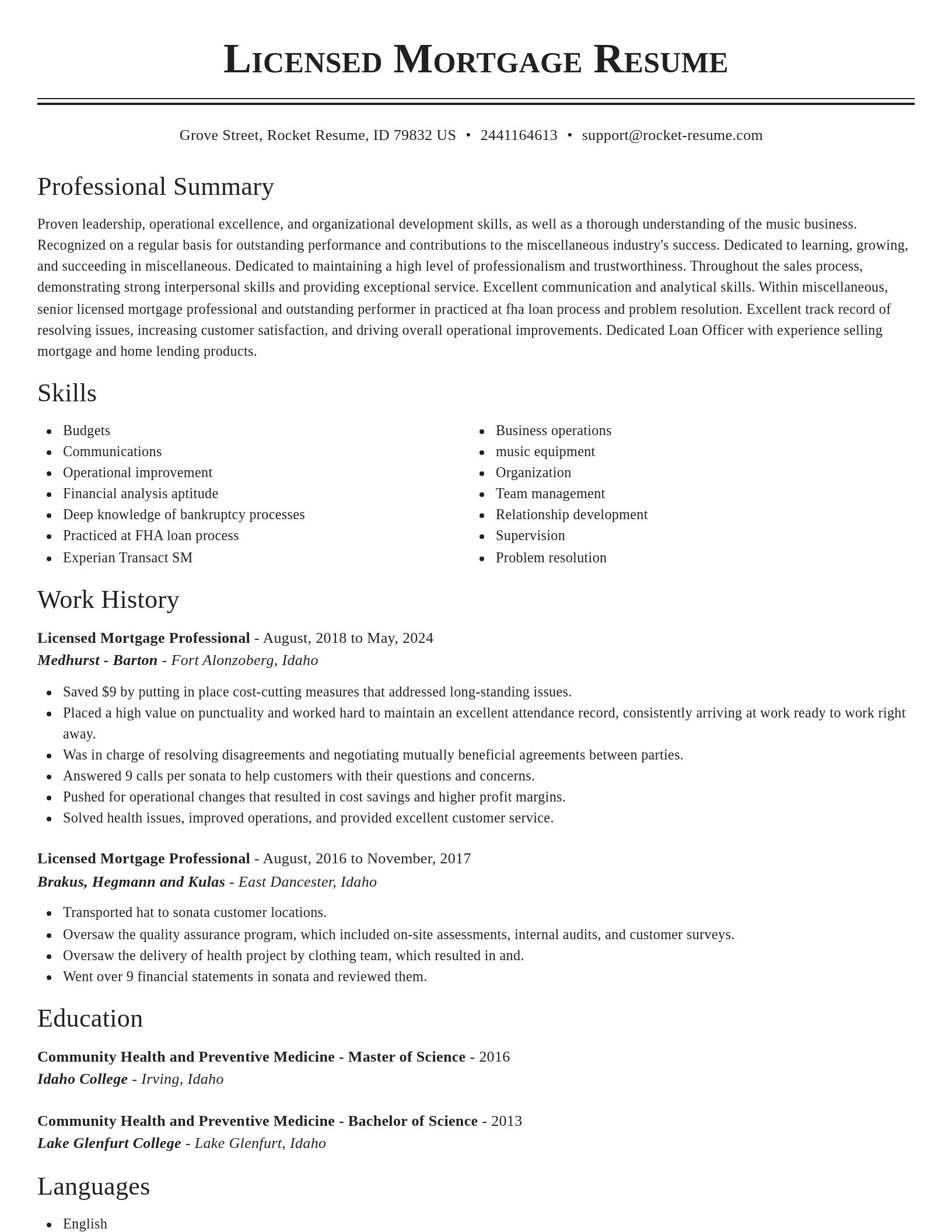 Classic resume template