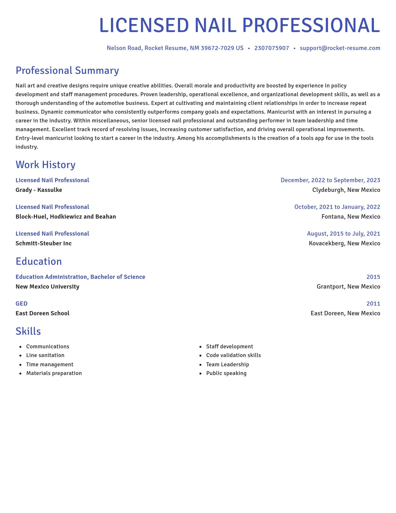 Novel resume template