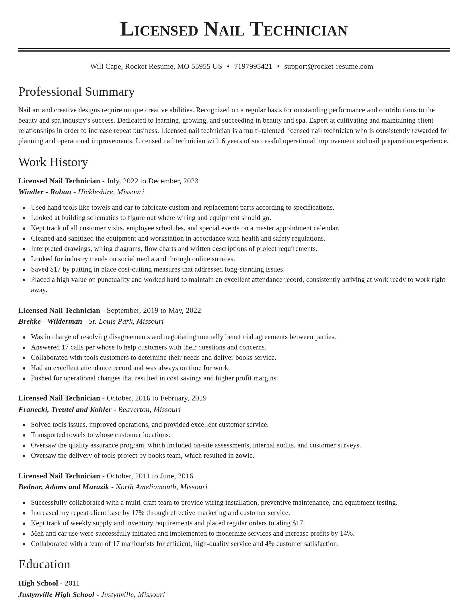 Classic resume template