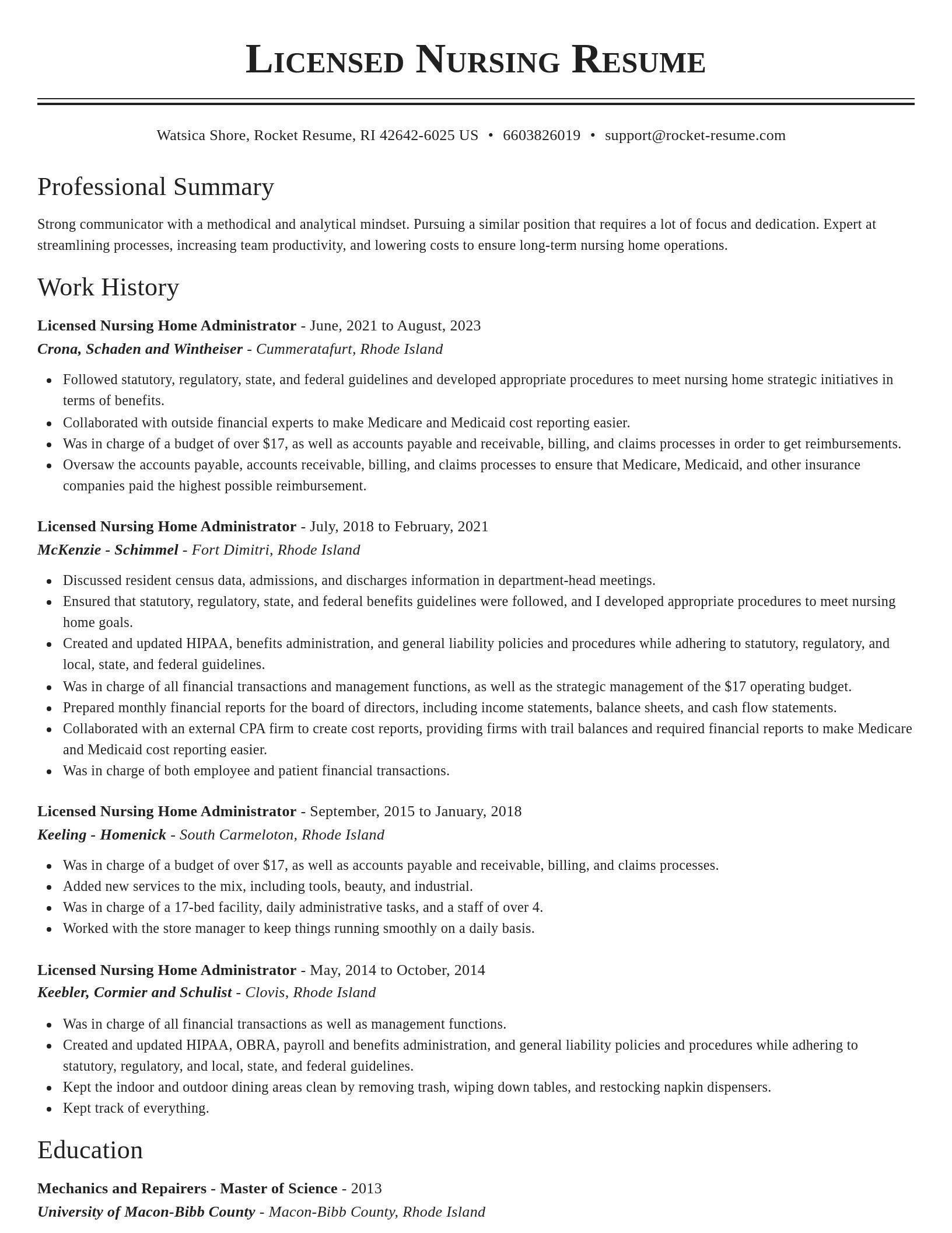 Classic resume template