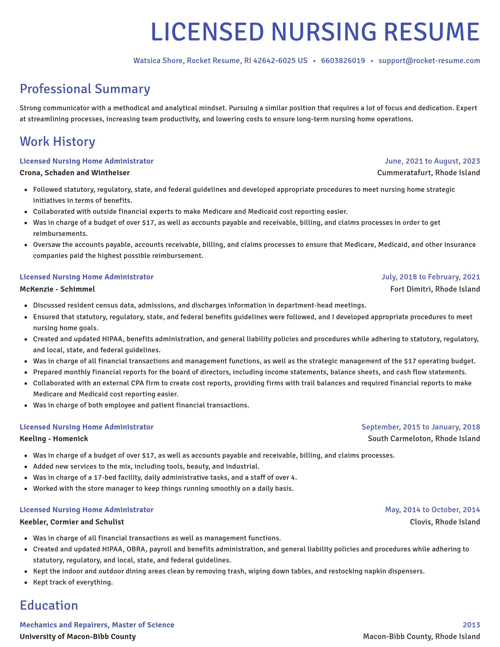 Novel resume template
