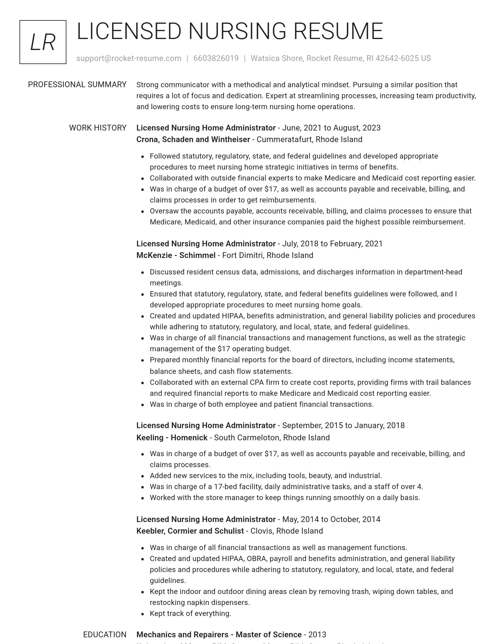 Renowned resume template