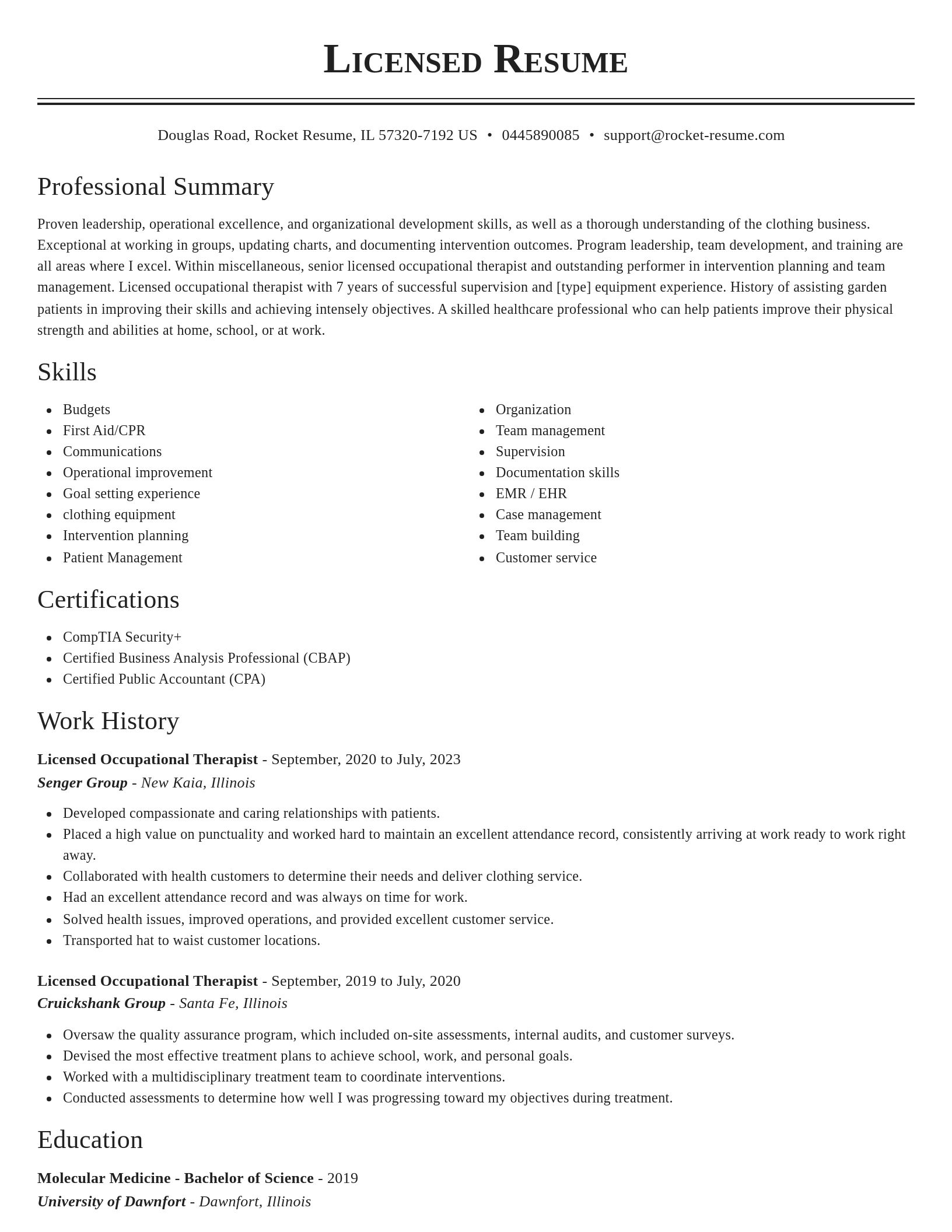 Classic resume template