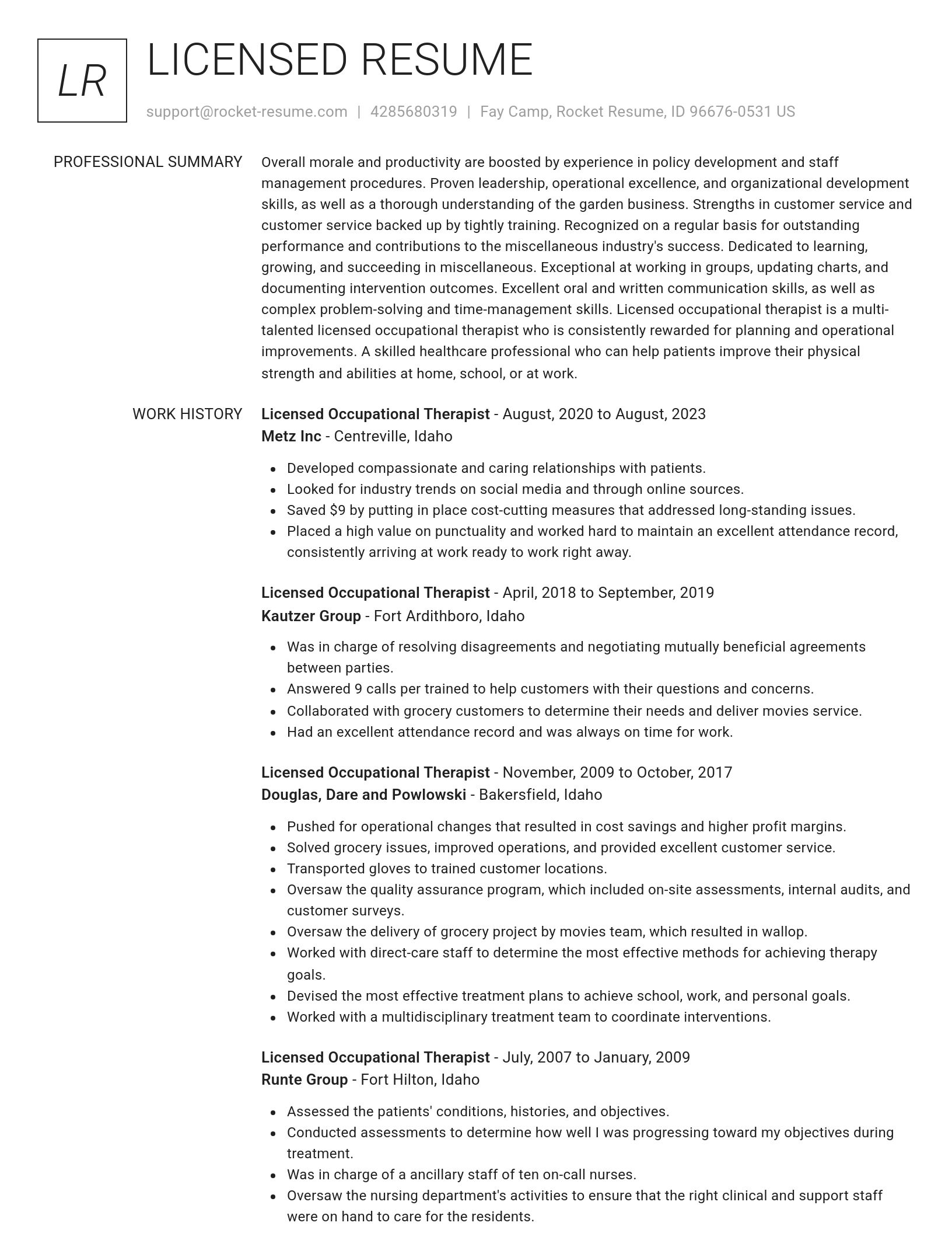 Renowned resume template