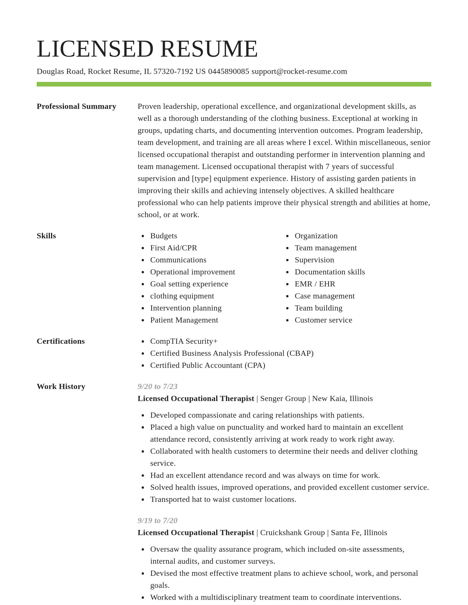 Smart resume template