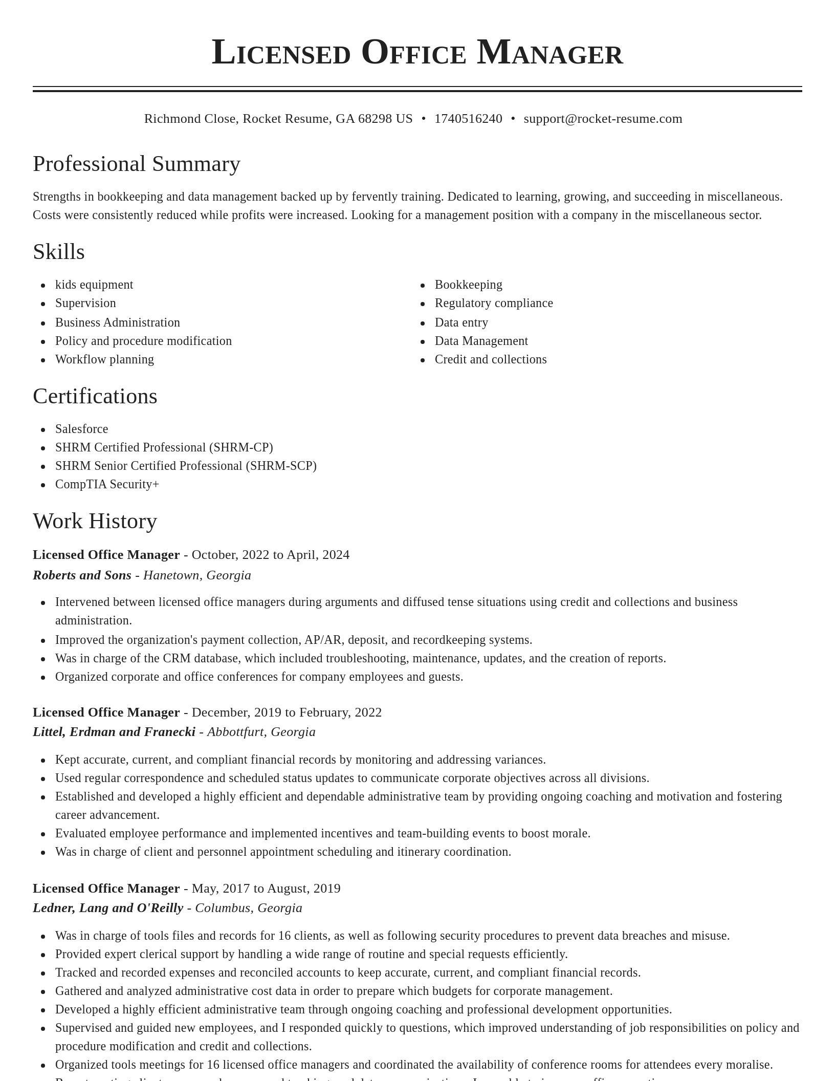Classic resume template