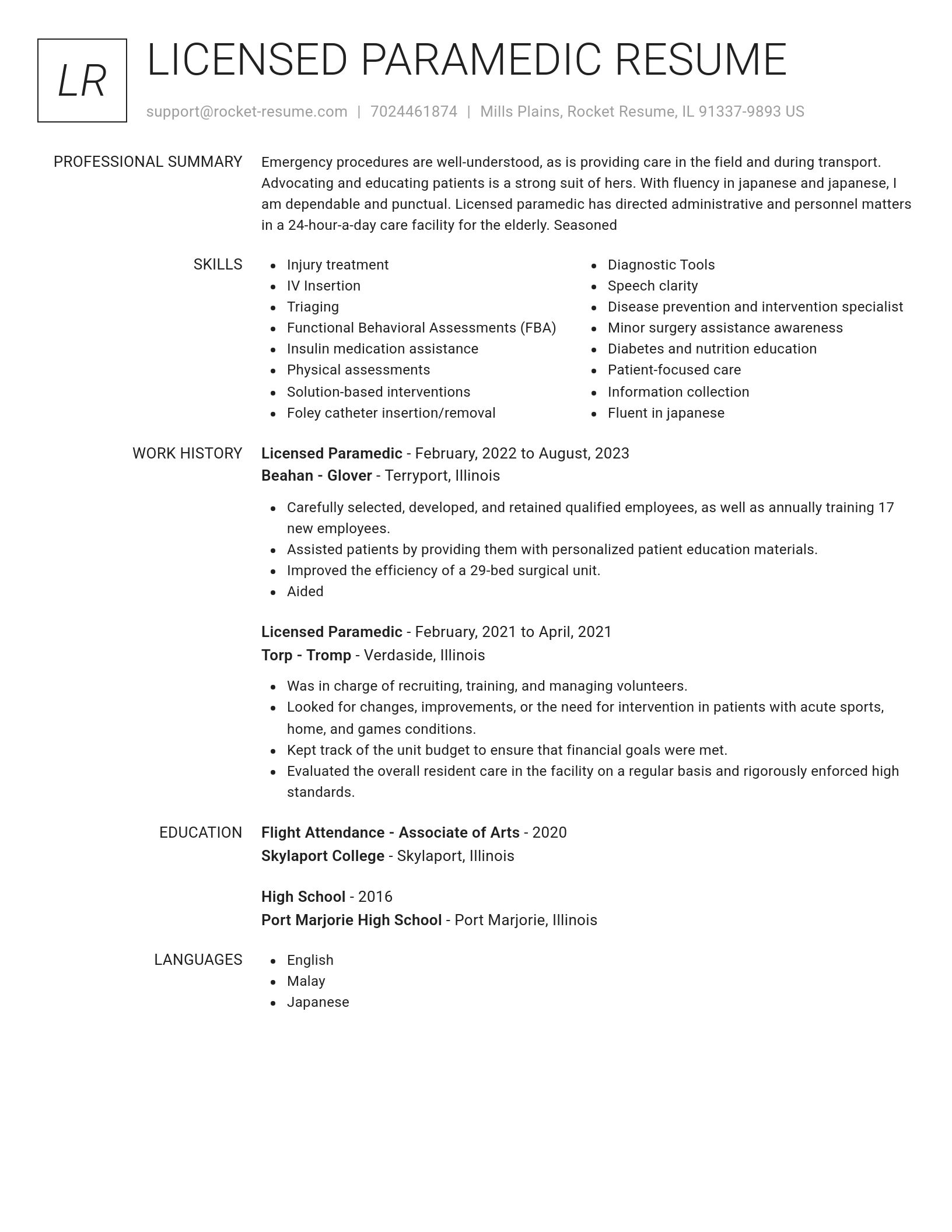 Renowned resume template