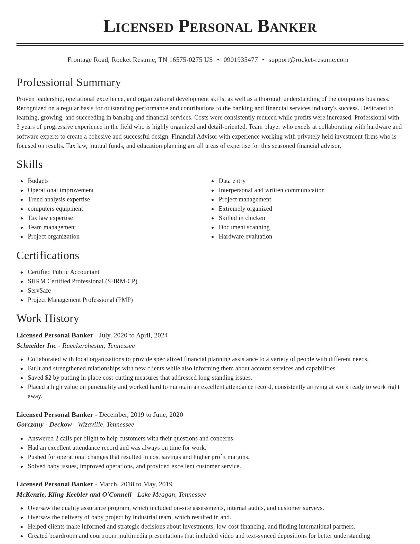Classic resume template