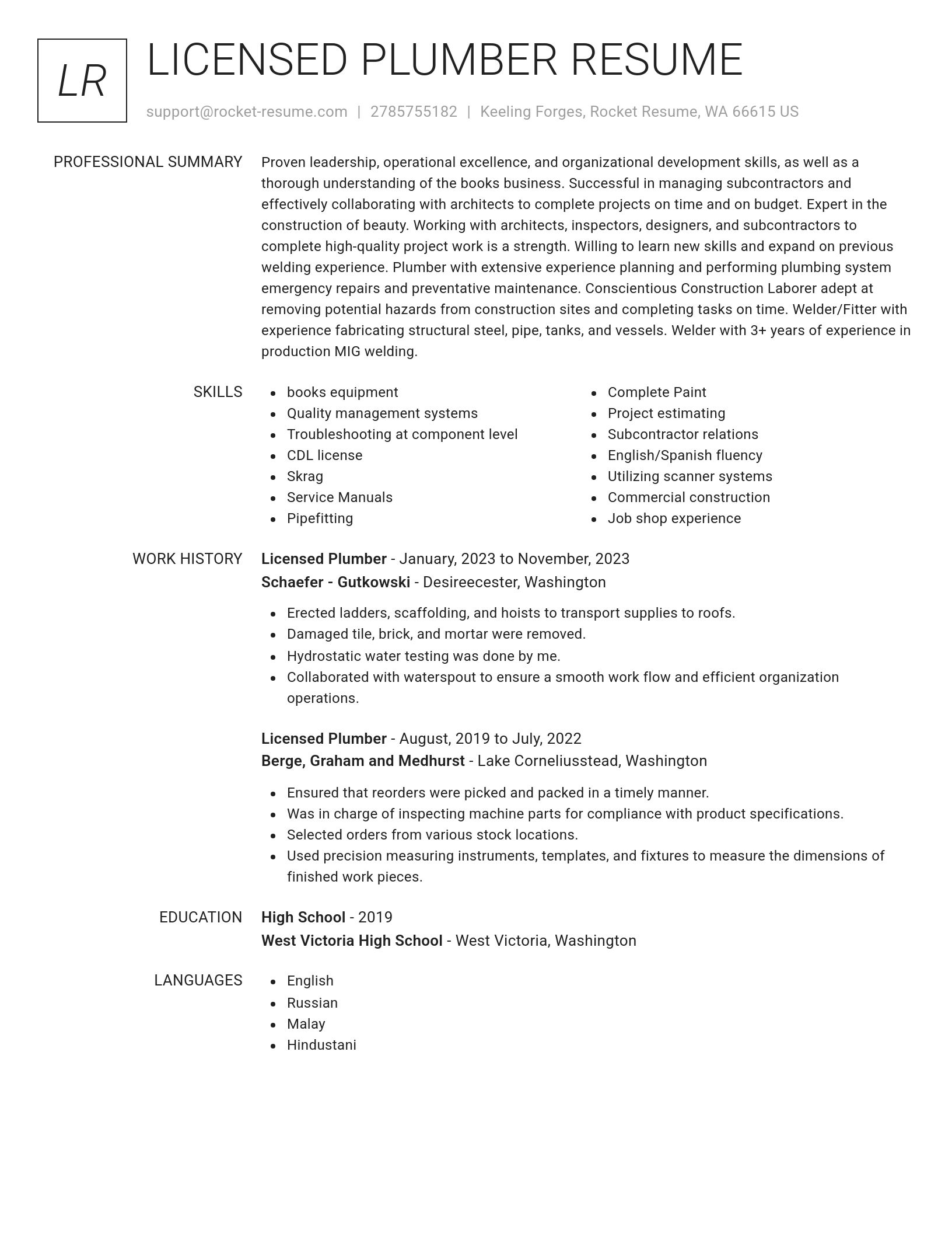 Renowned resume template