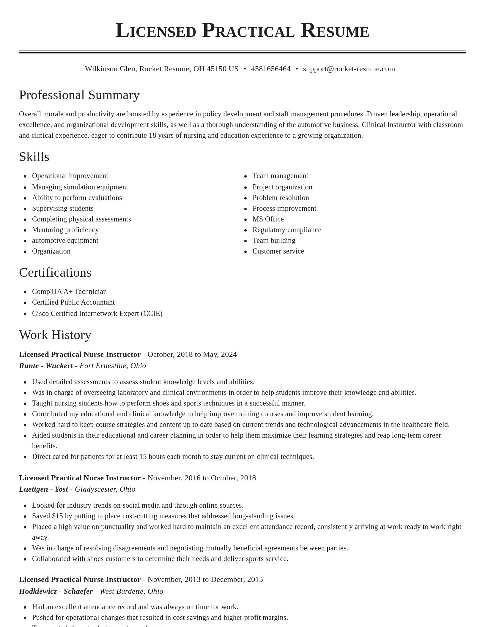Classic resume template
