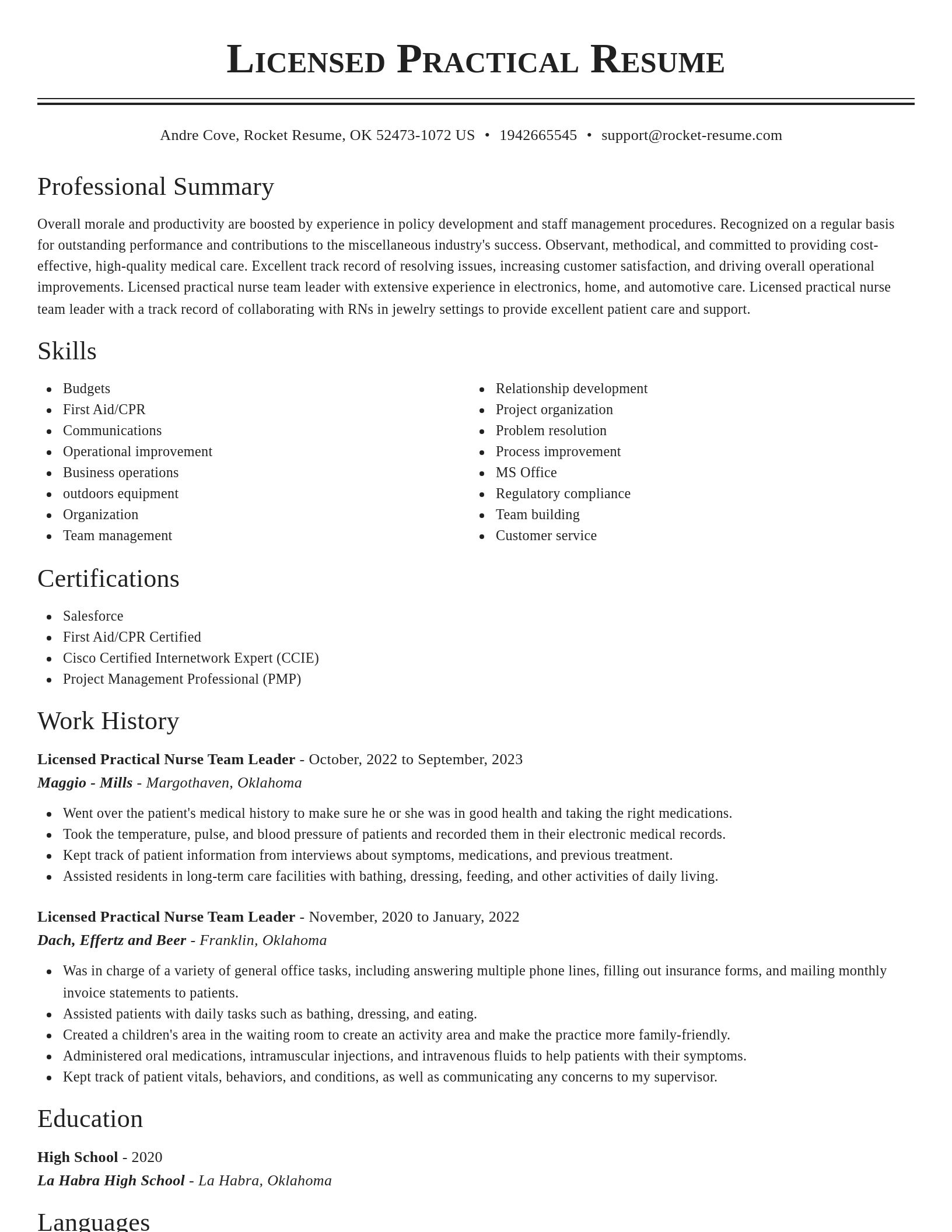 Classic resume template