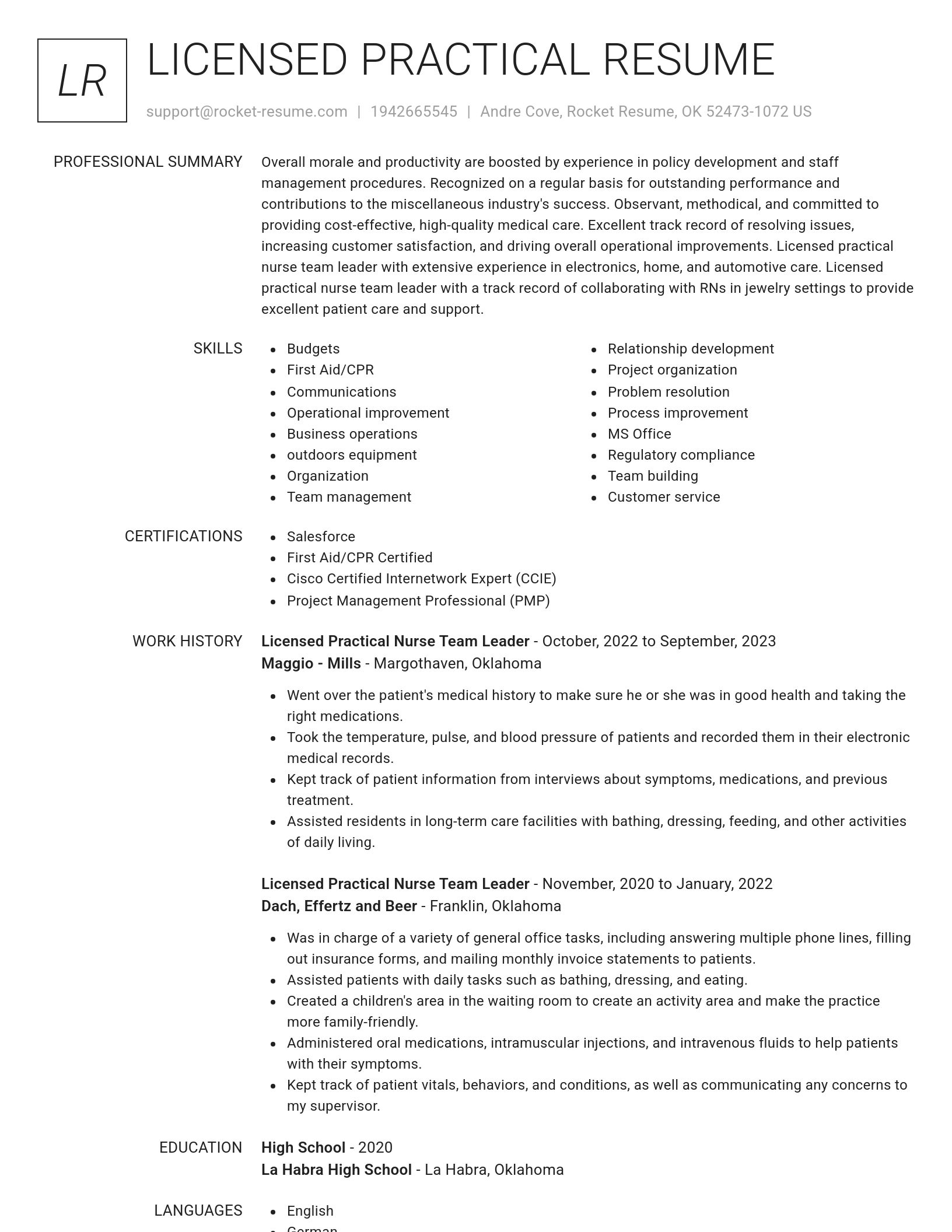 Renowned resume template