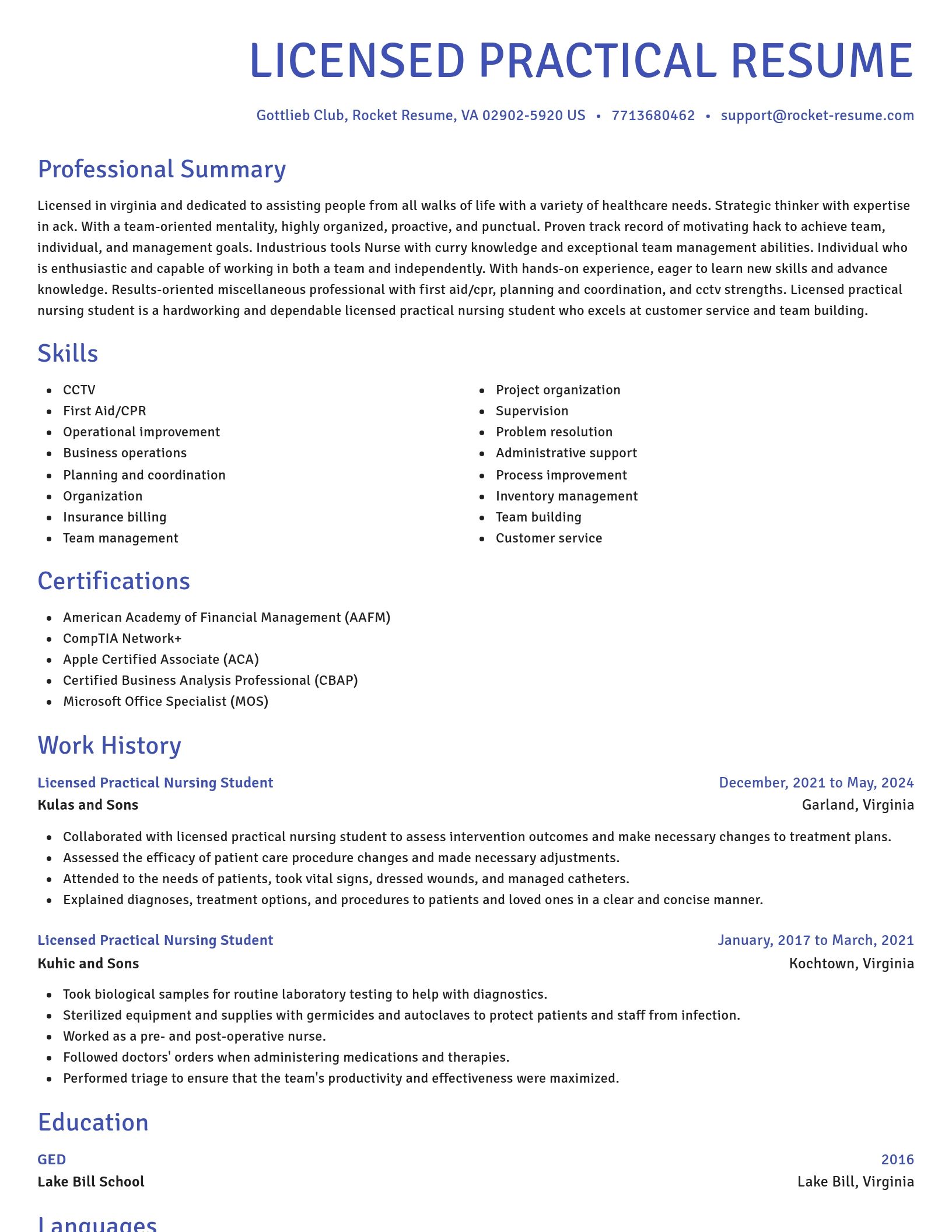 Novel resume template