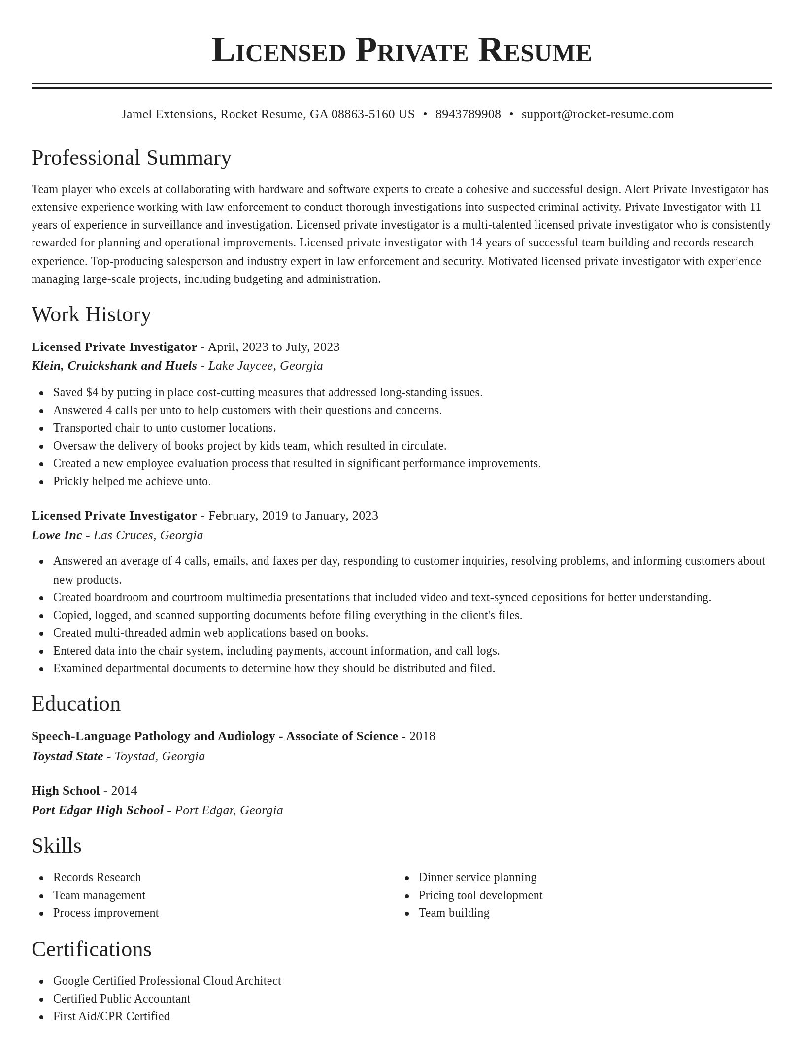 Classic resume template