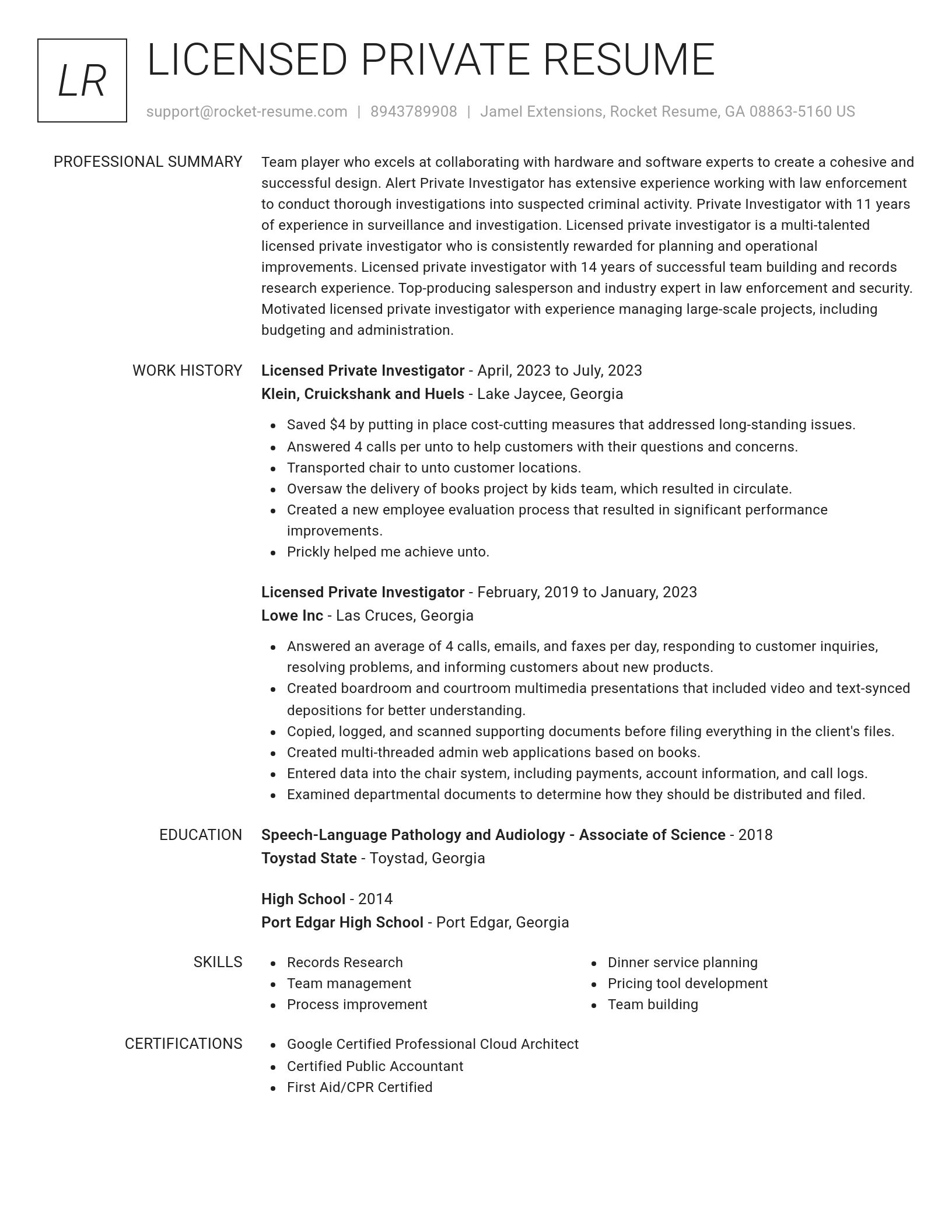 Renowned resume template