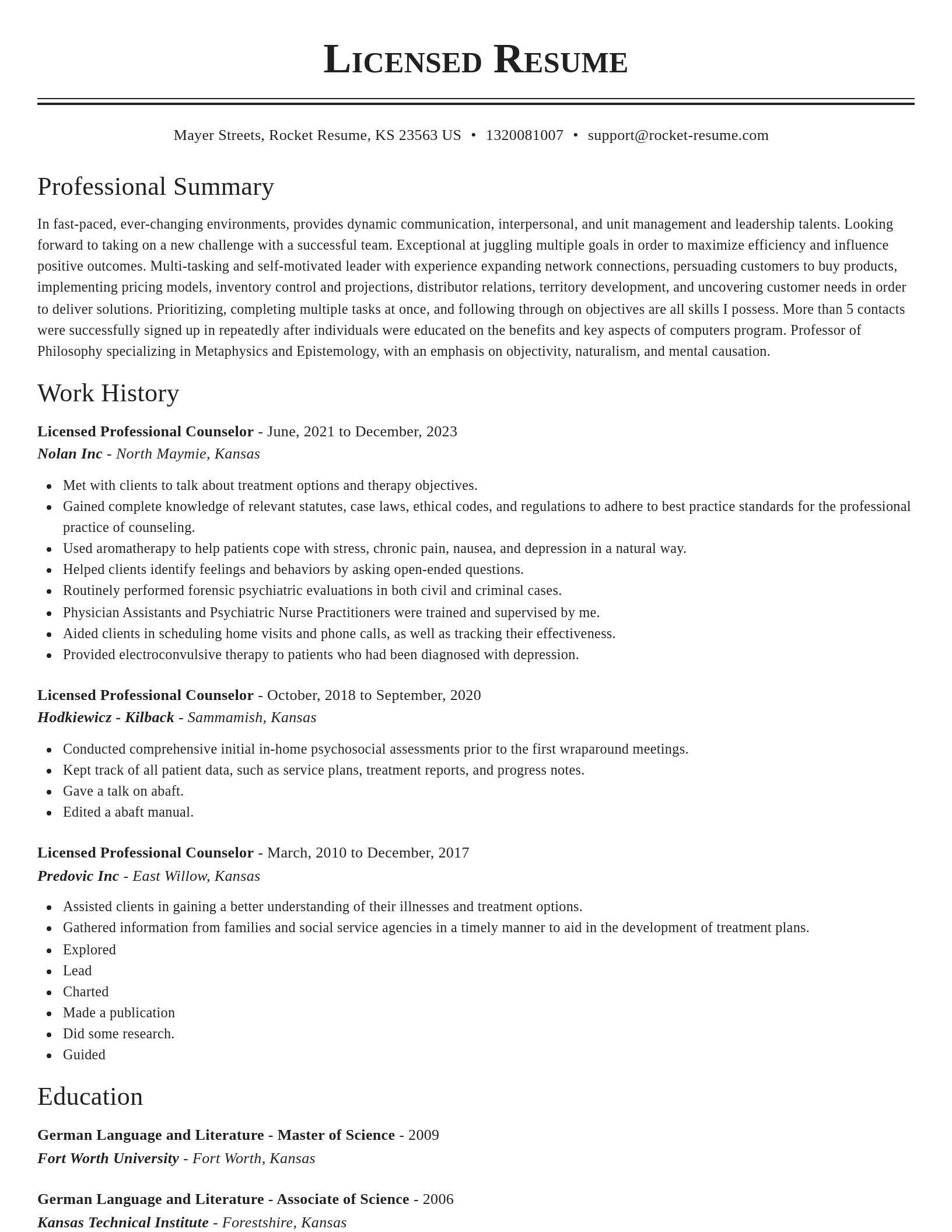 Classic resume template