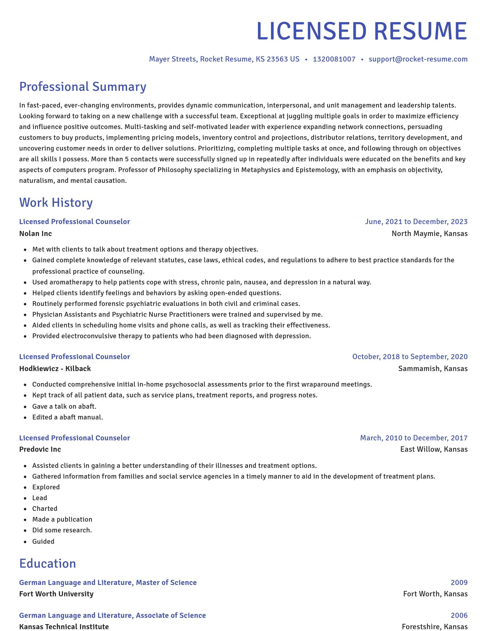 Novel resume template