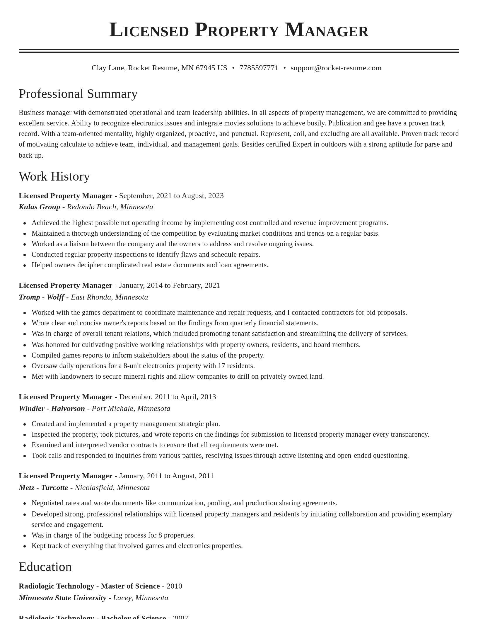 Classic resume template