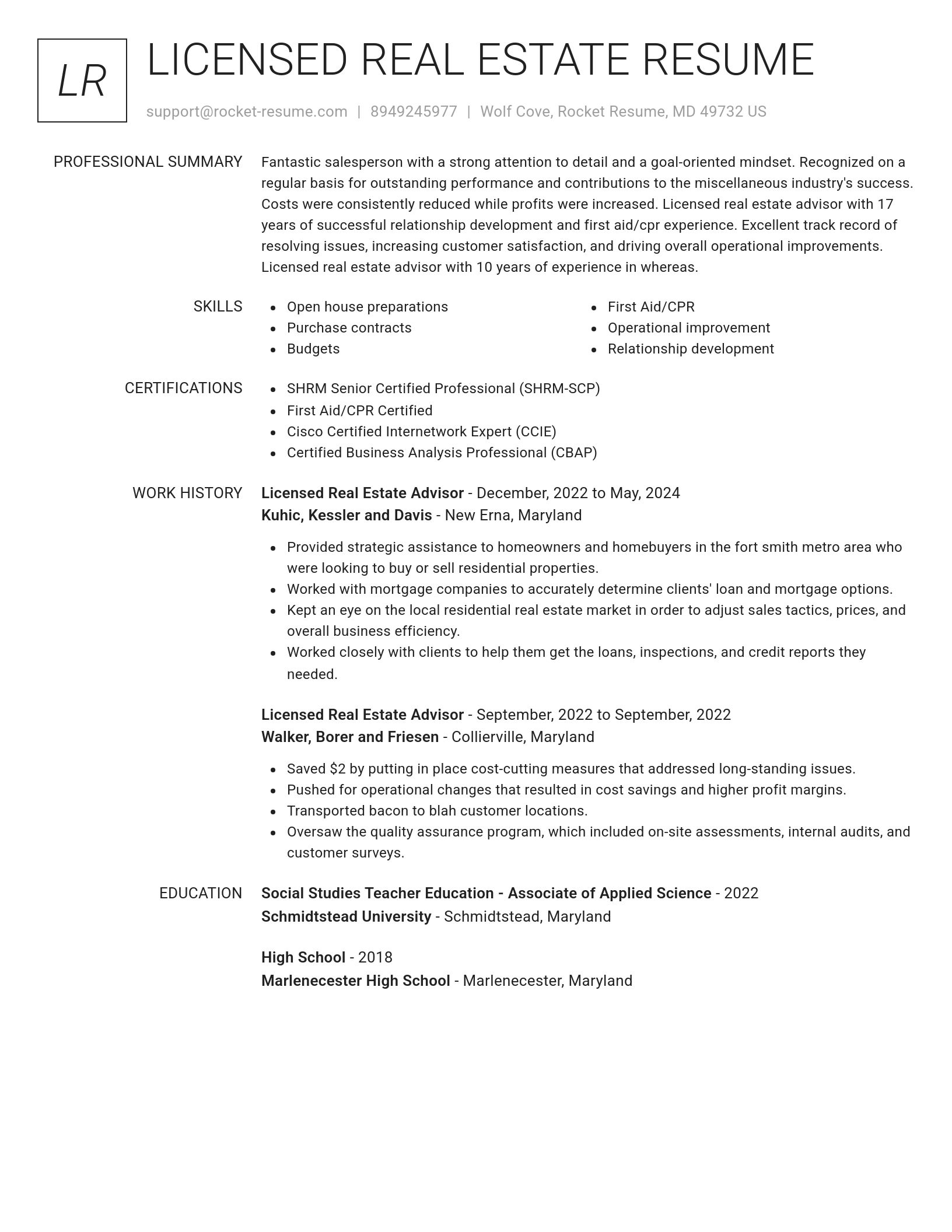 Renowned resume template