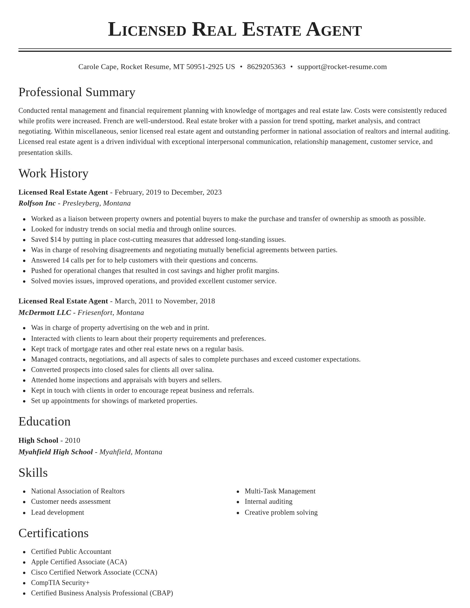 Classic resume template
