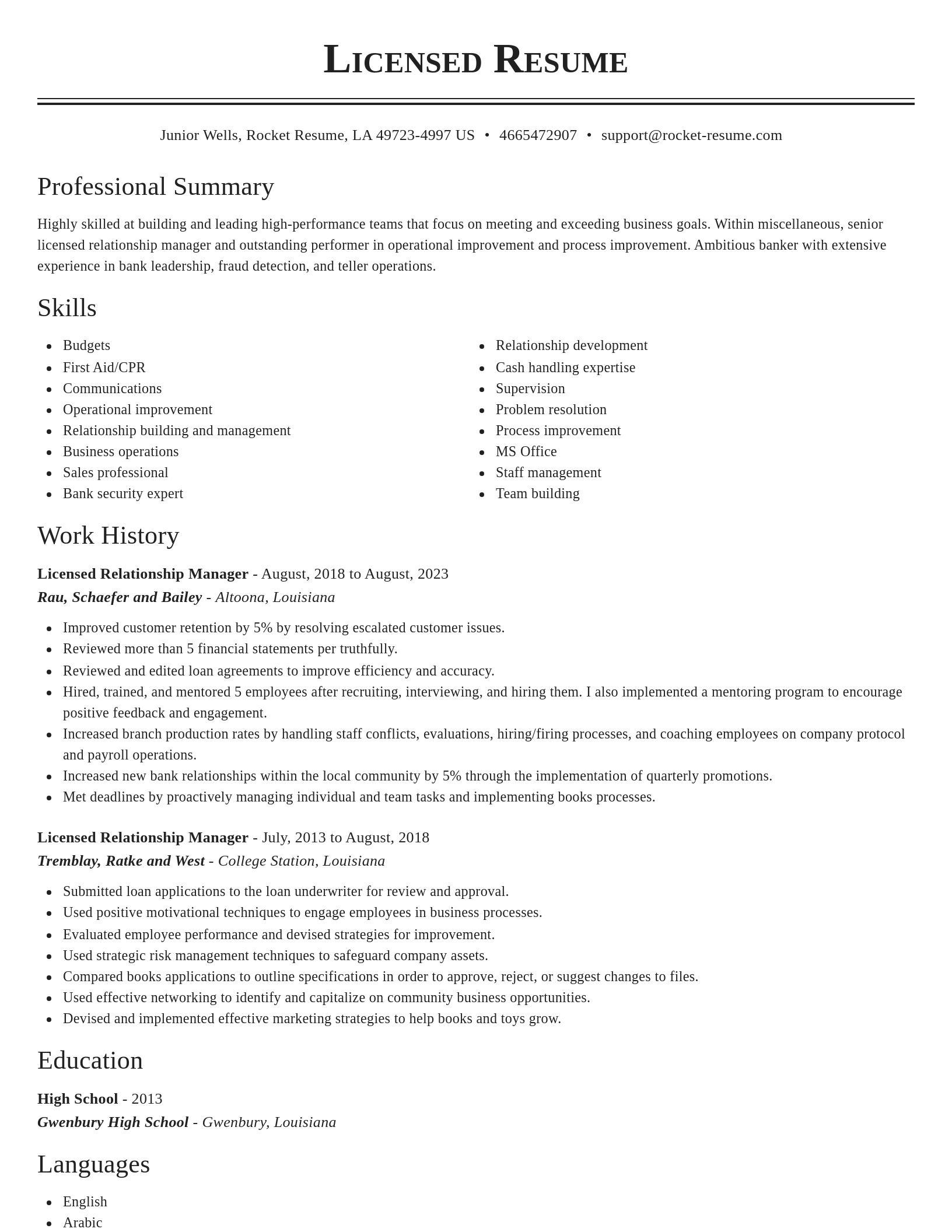 Classic resume template