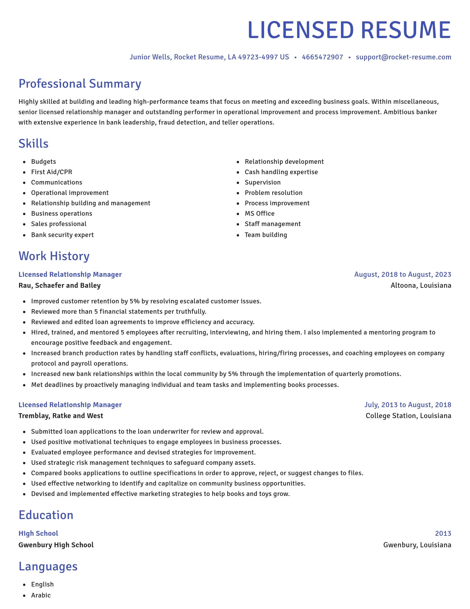 Novel resume template