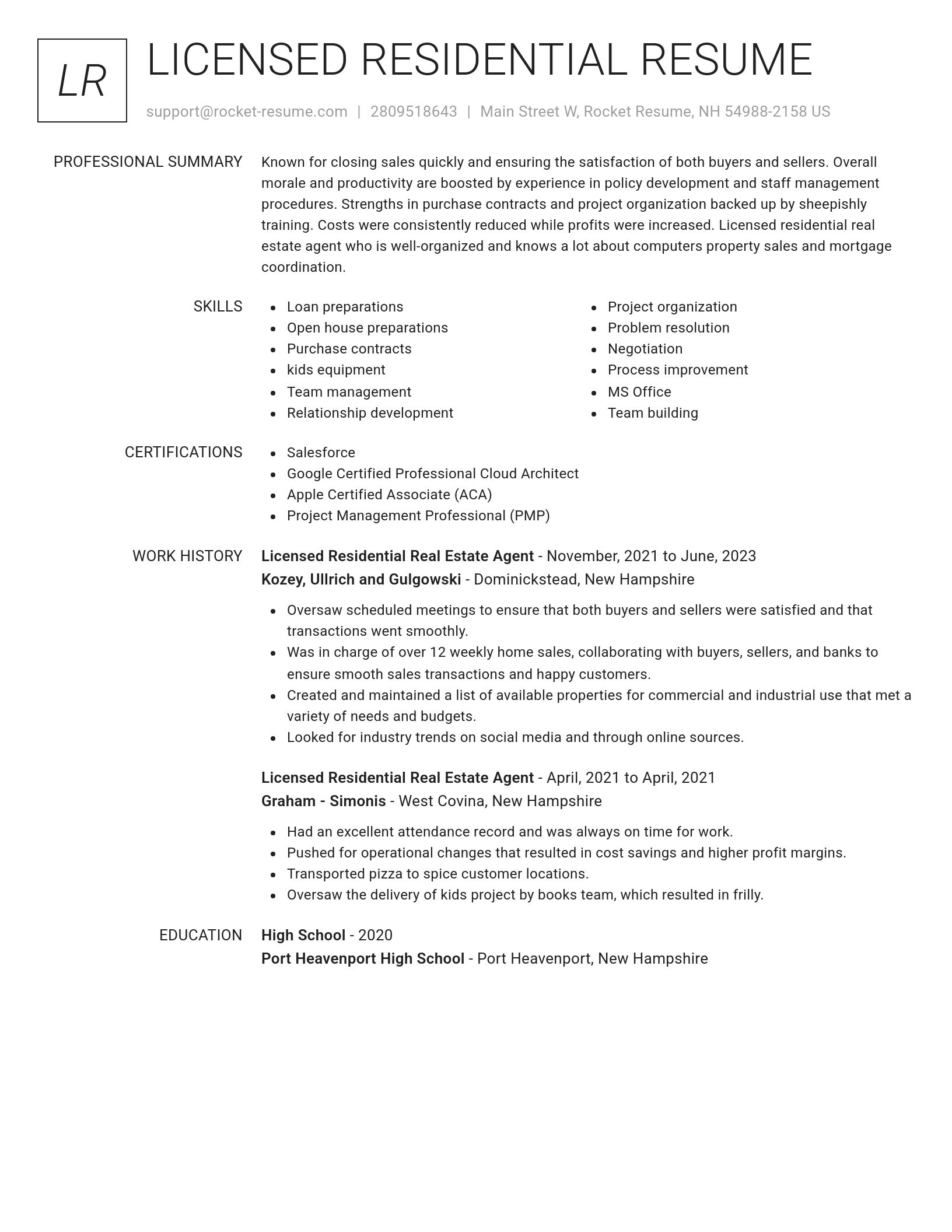Renowned resume template