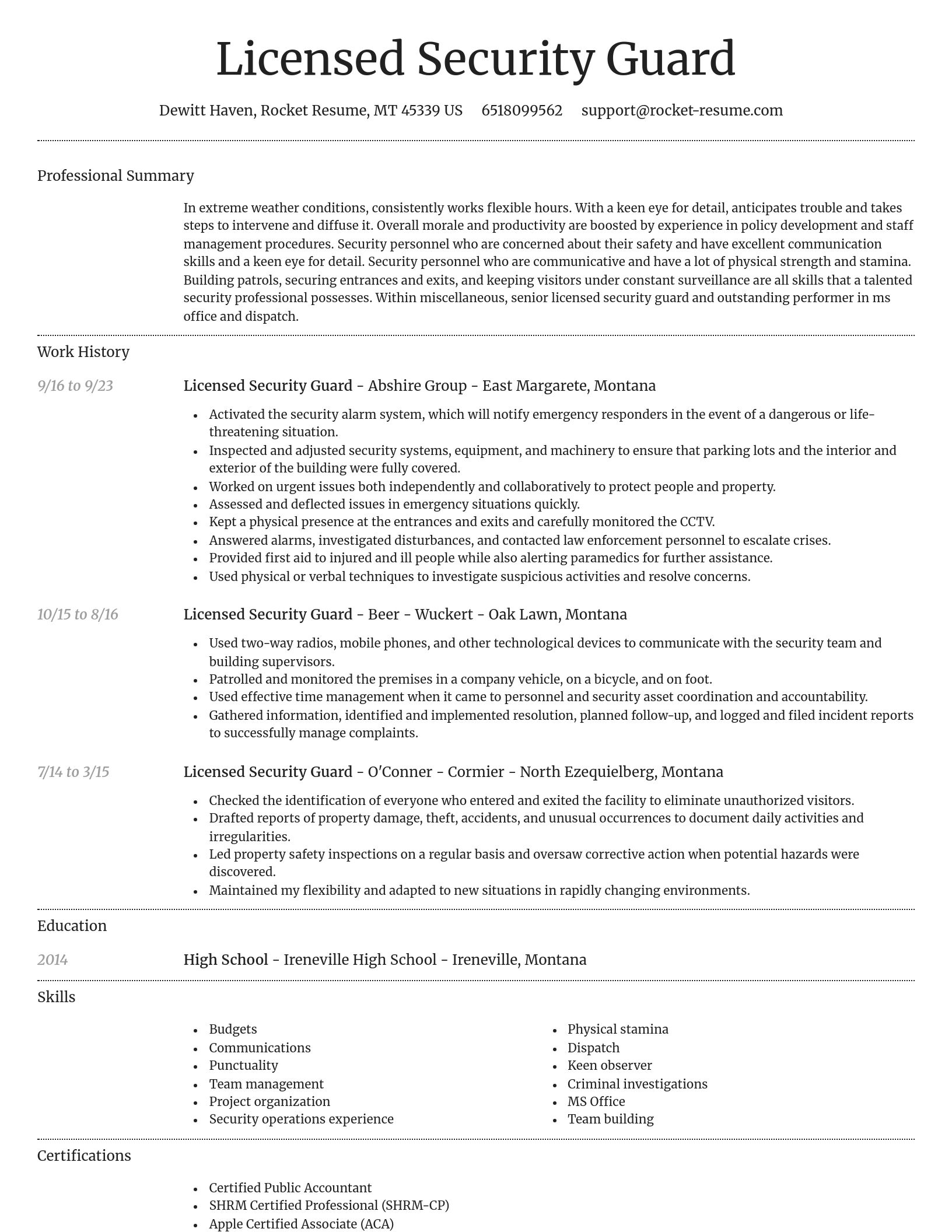 Dignified resume template