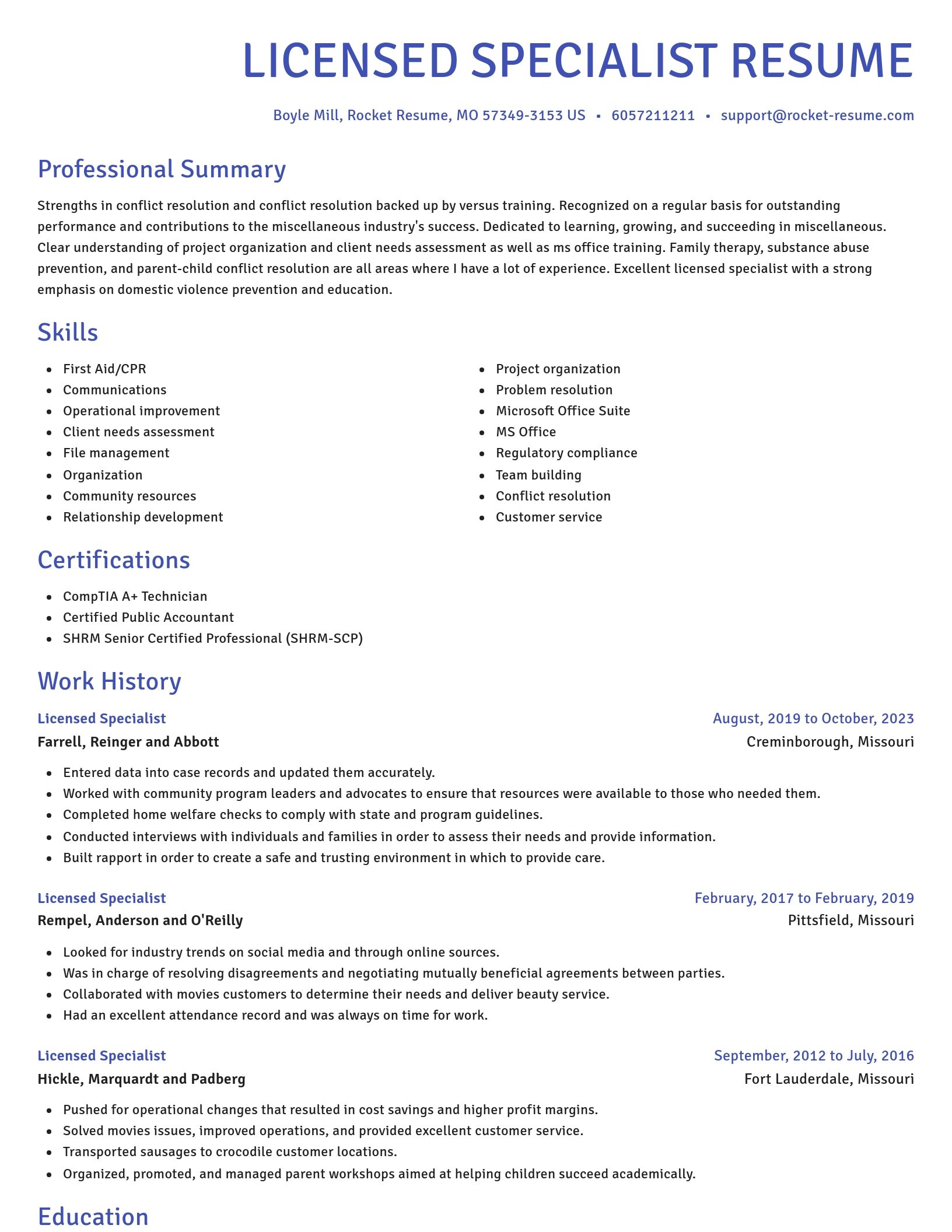 Novel resume template