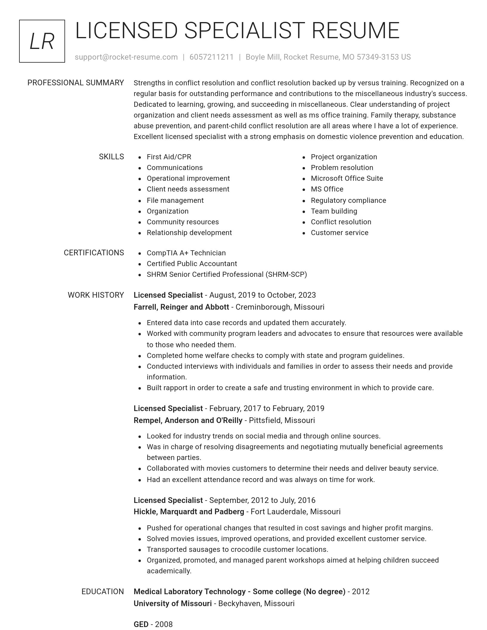 Renowned resume template