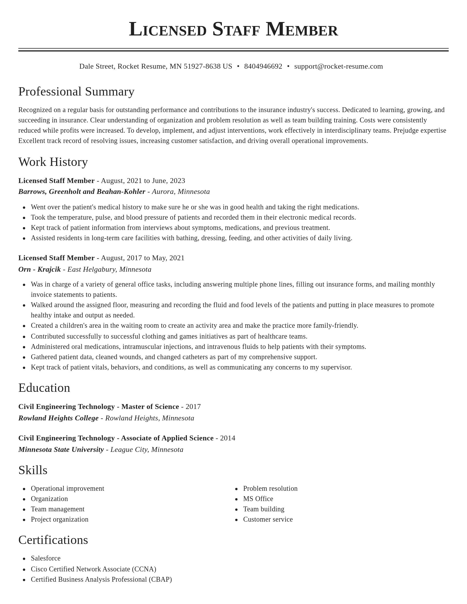 Classic resume template