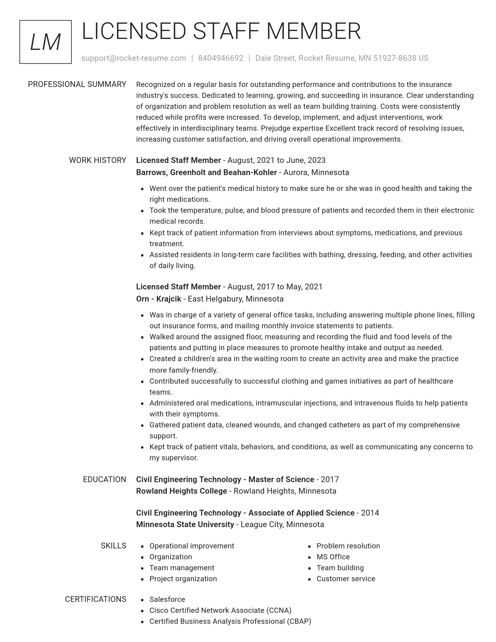 Renowned resume template