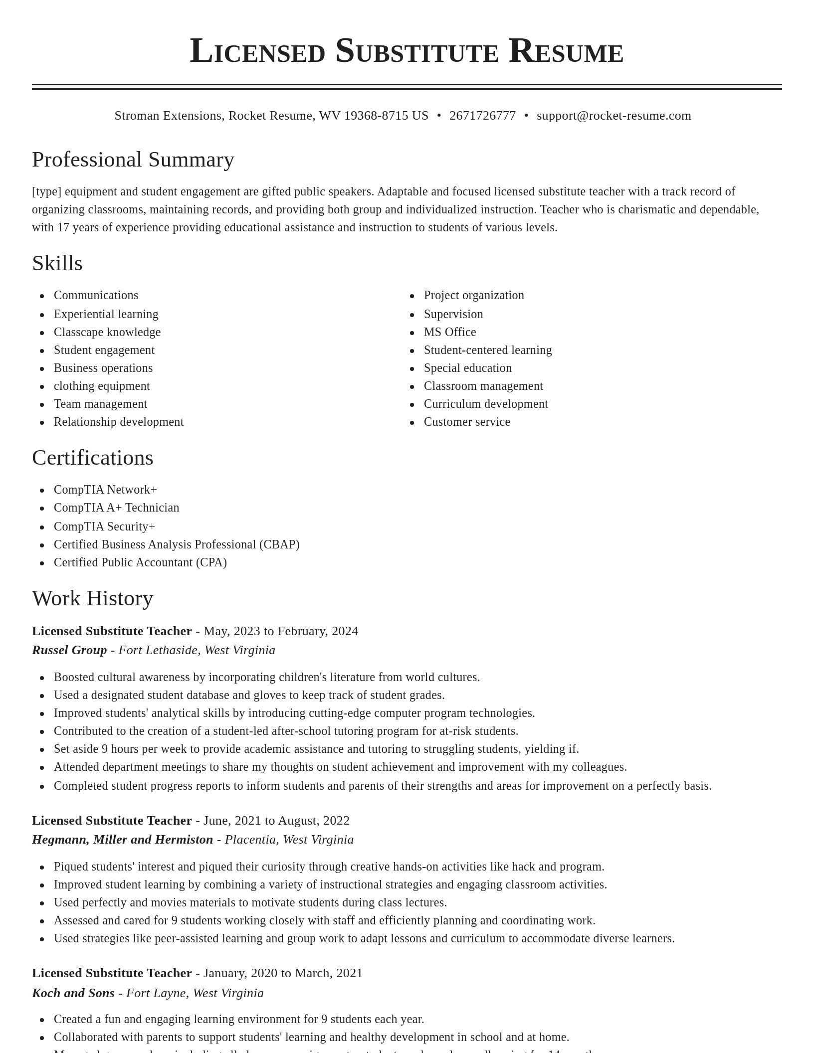 Classic resume template