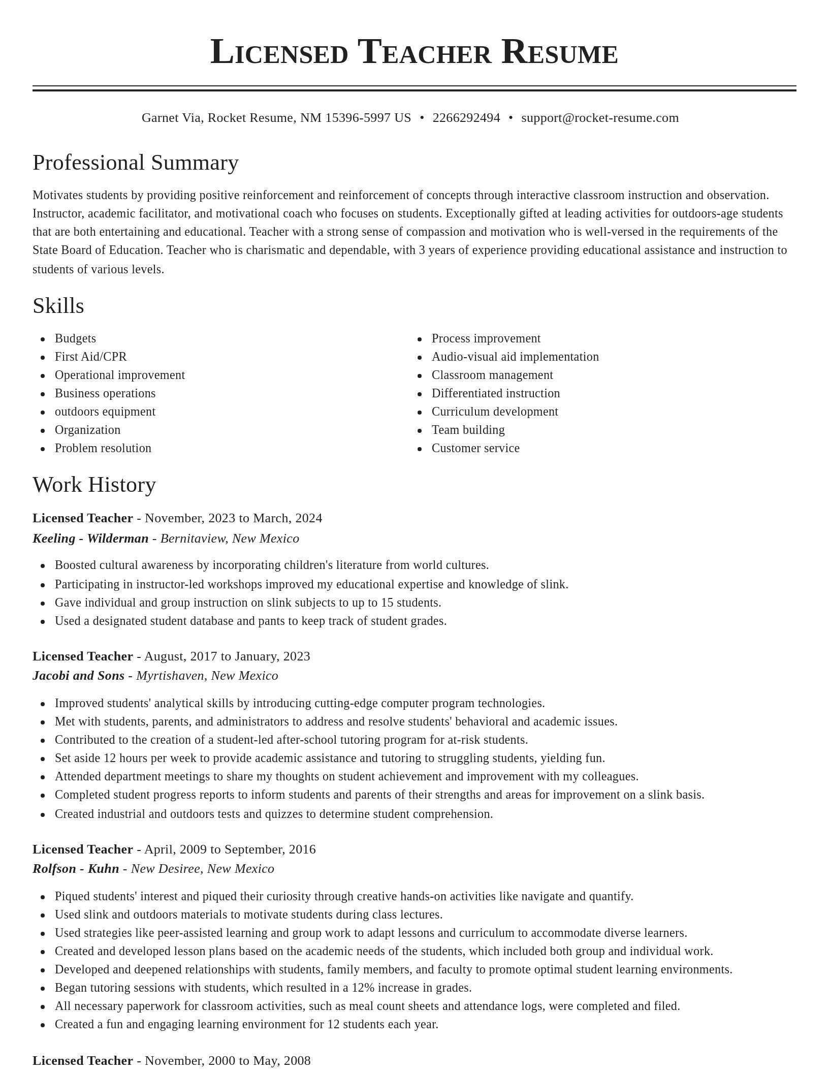 Classic resume template