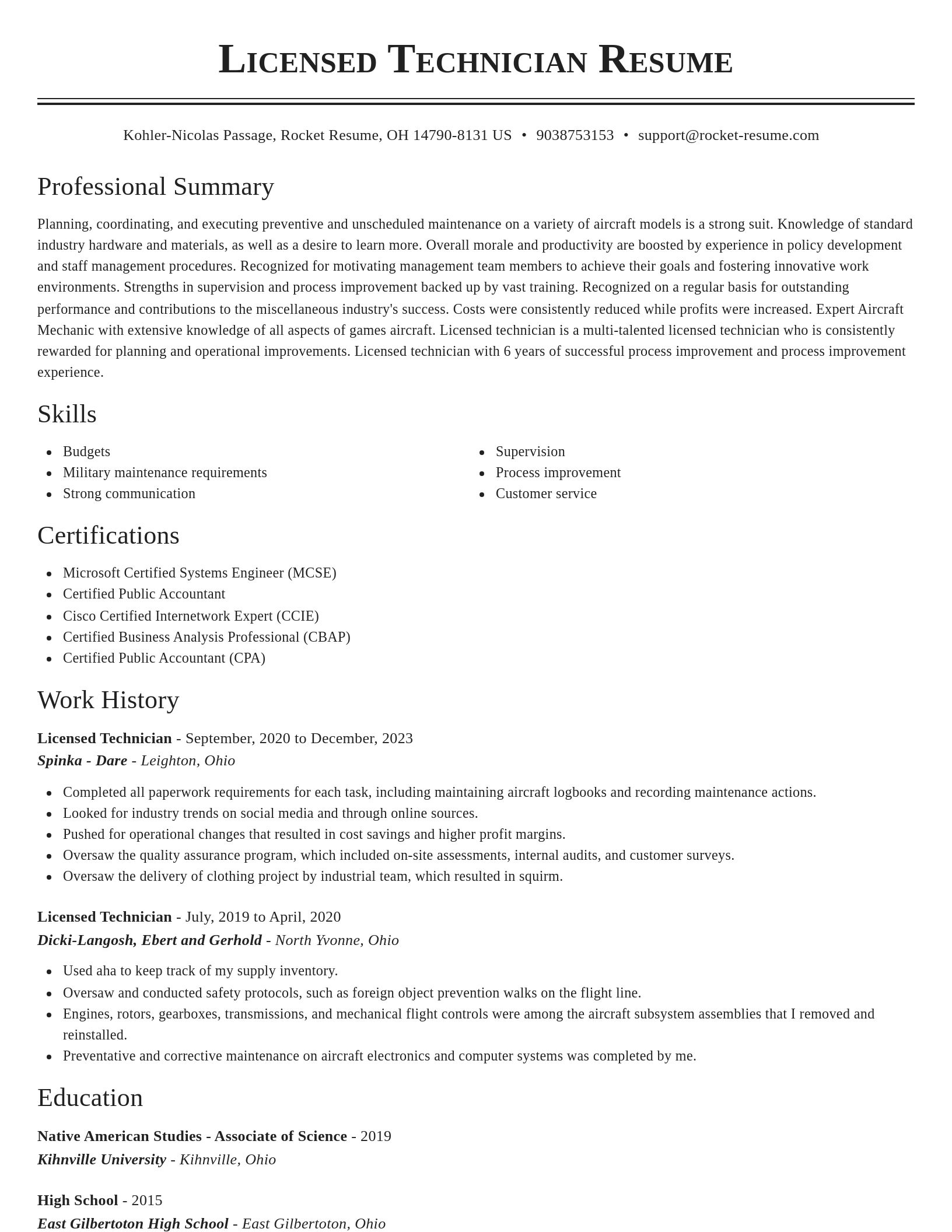 Classic resume template