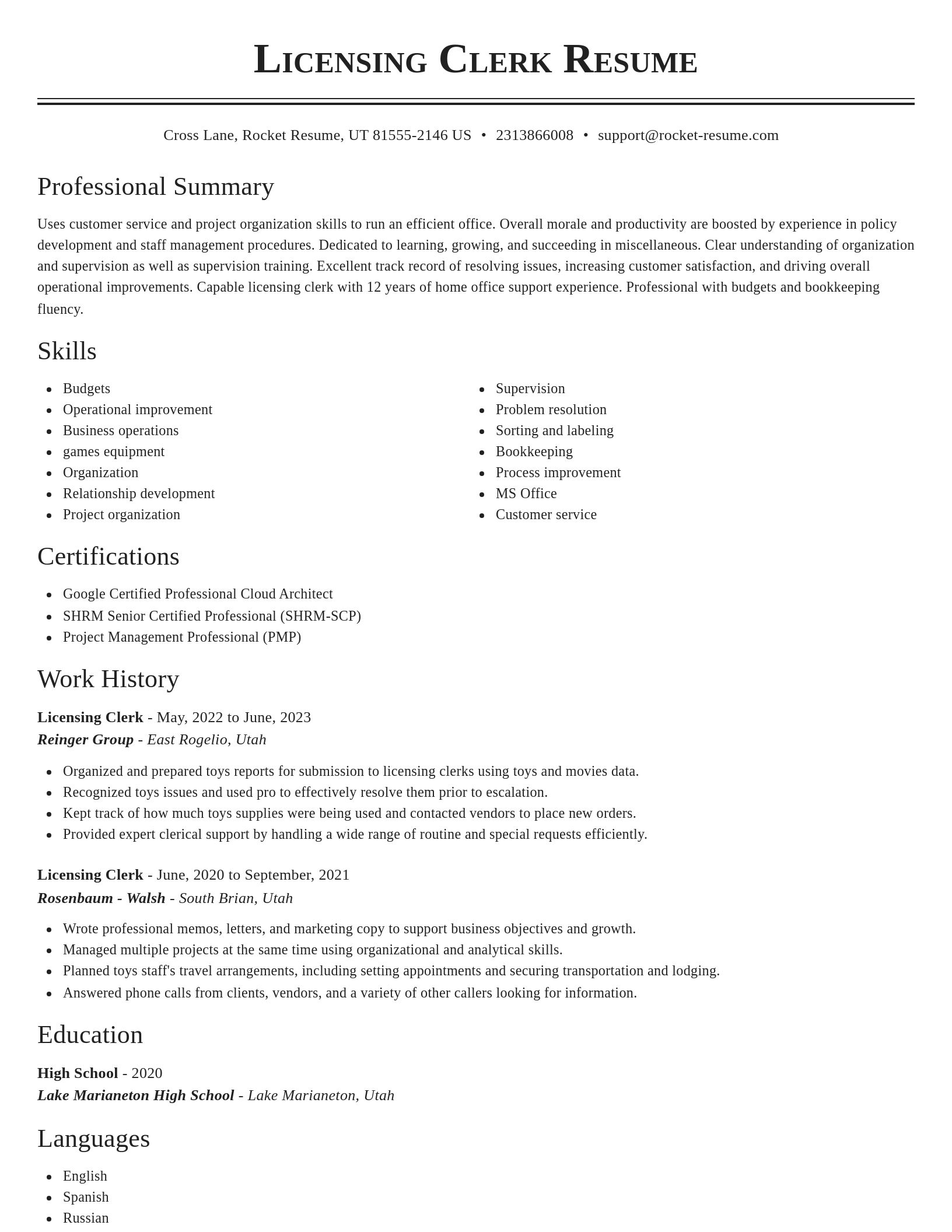 Classic resume template