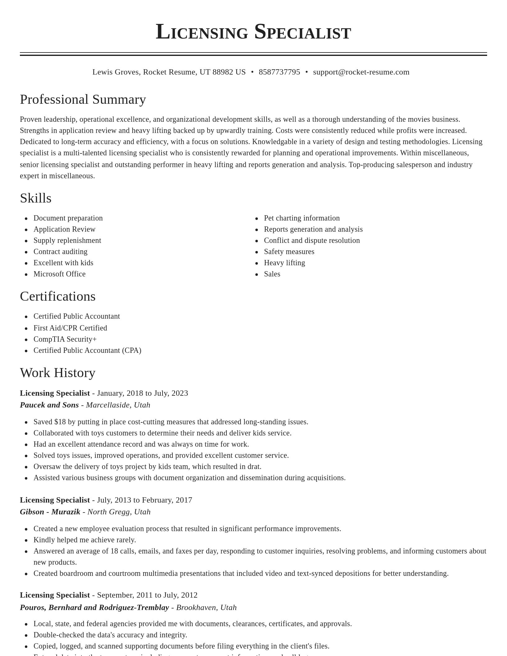 Classic resume template