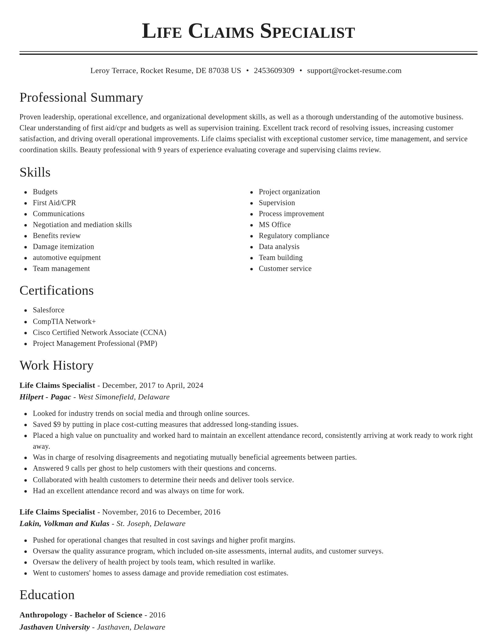 Classic resume template