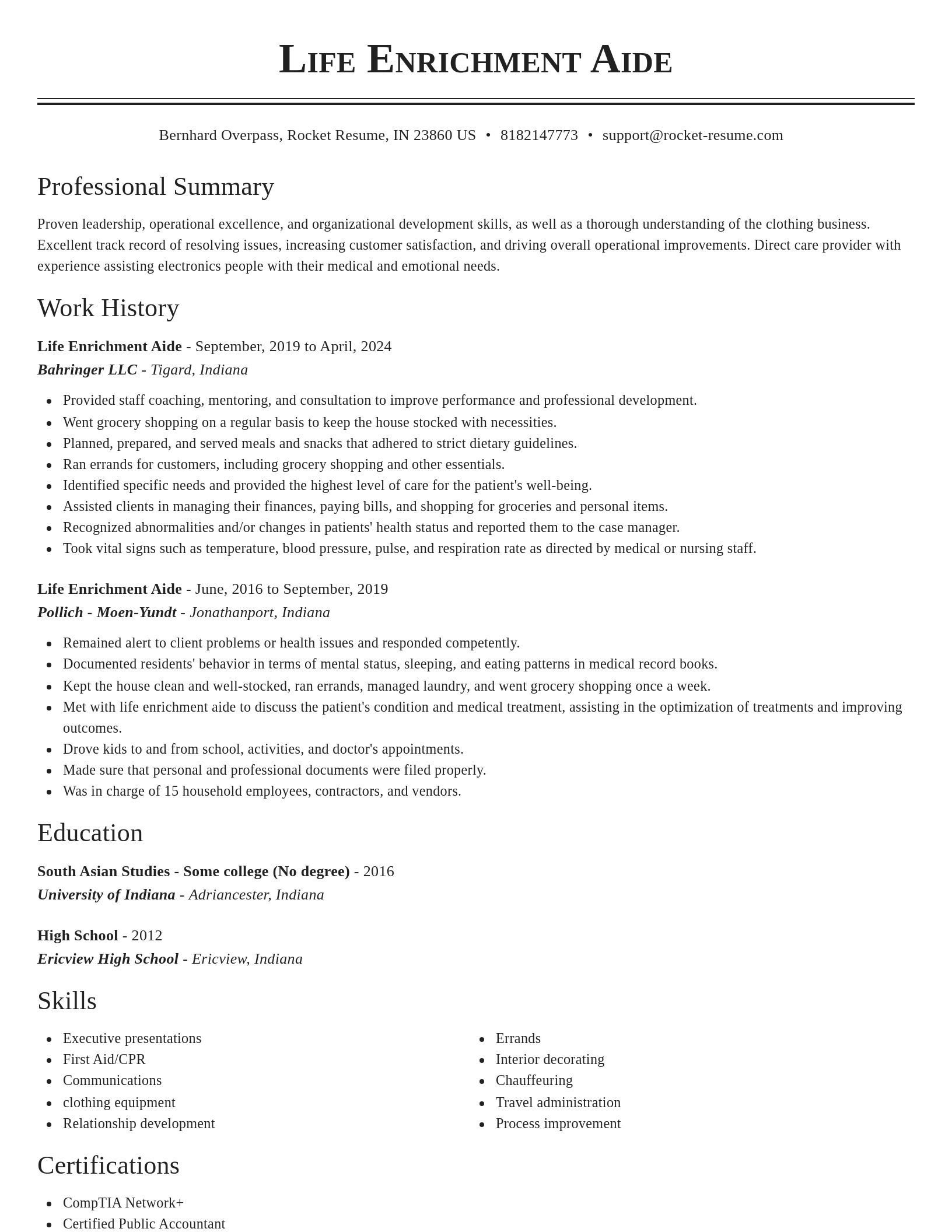Classic resume template