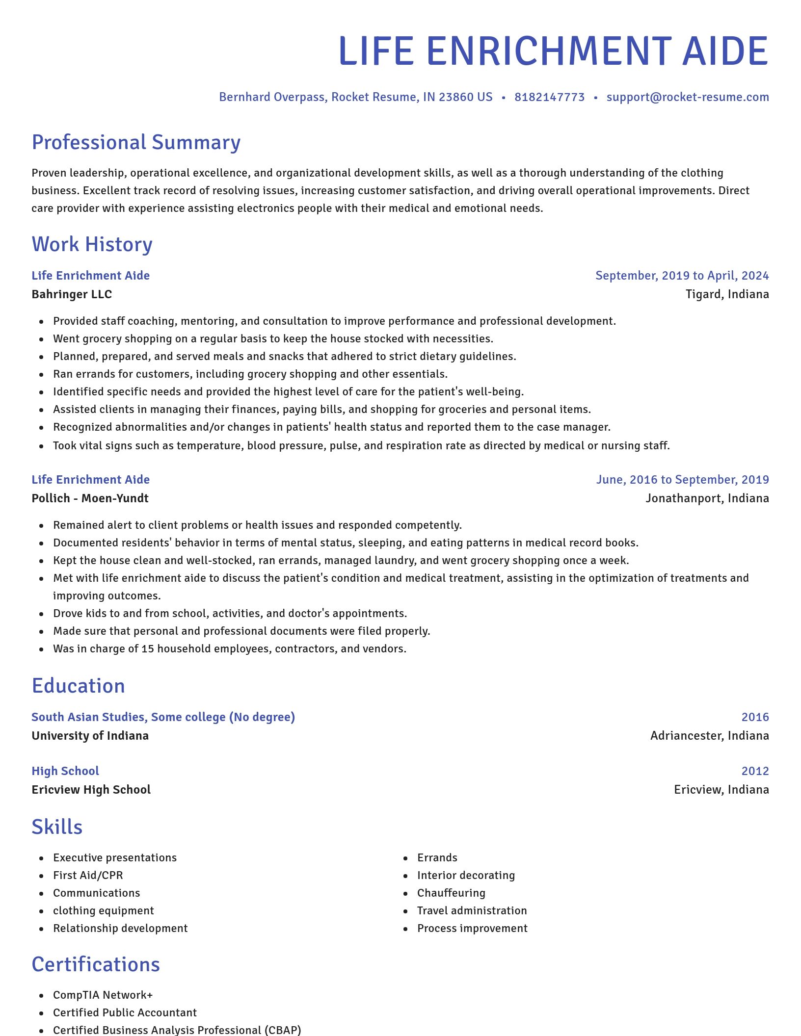 Novel resume template