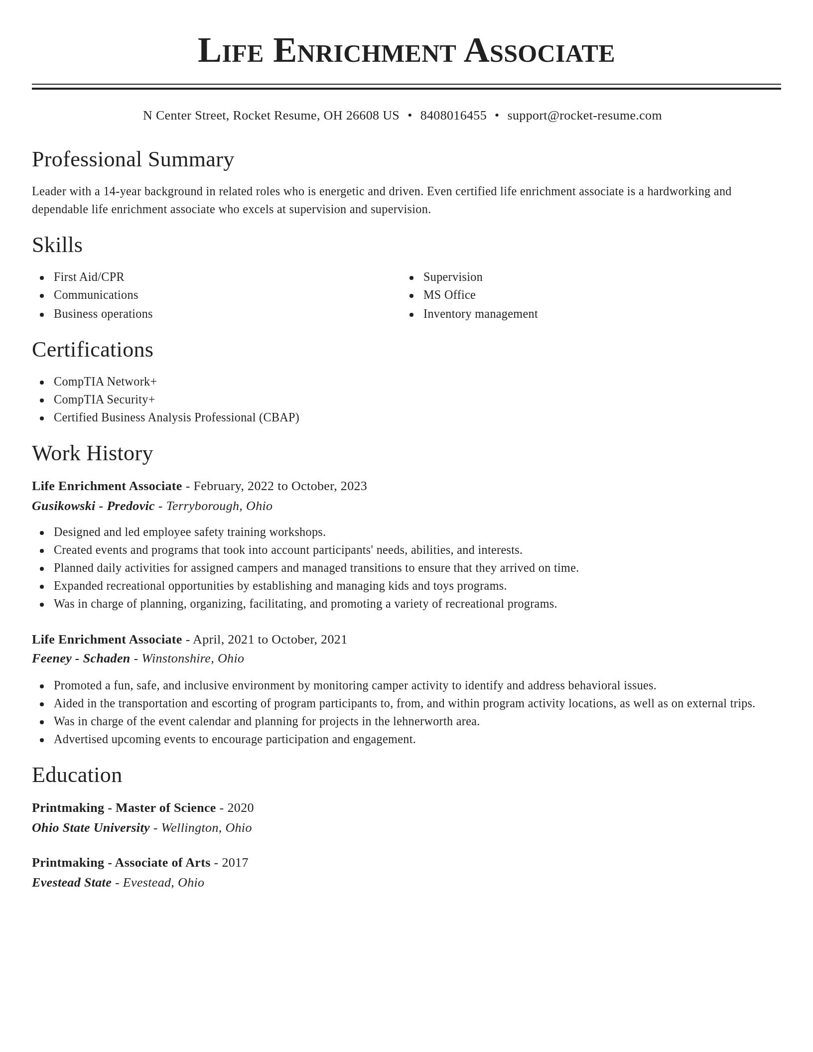 Classic resume template