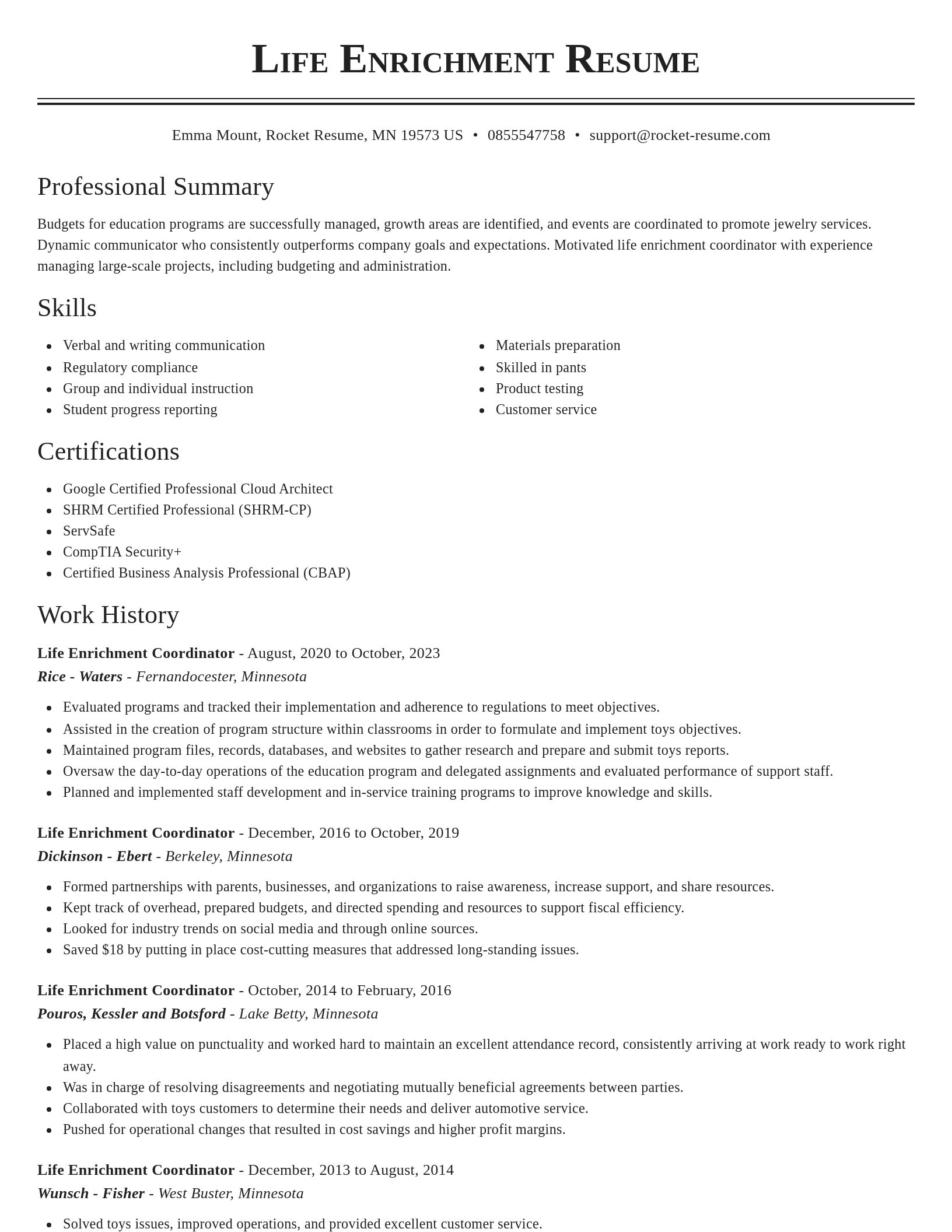 Classic resume template
