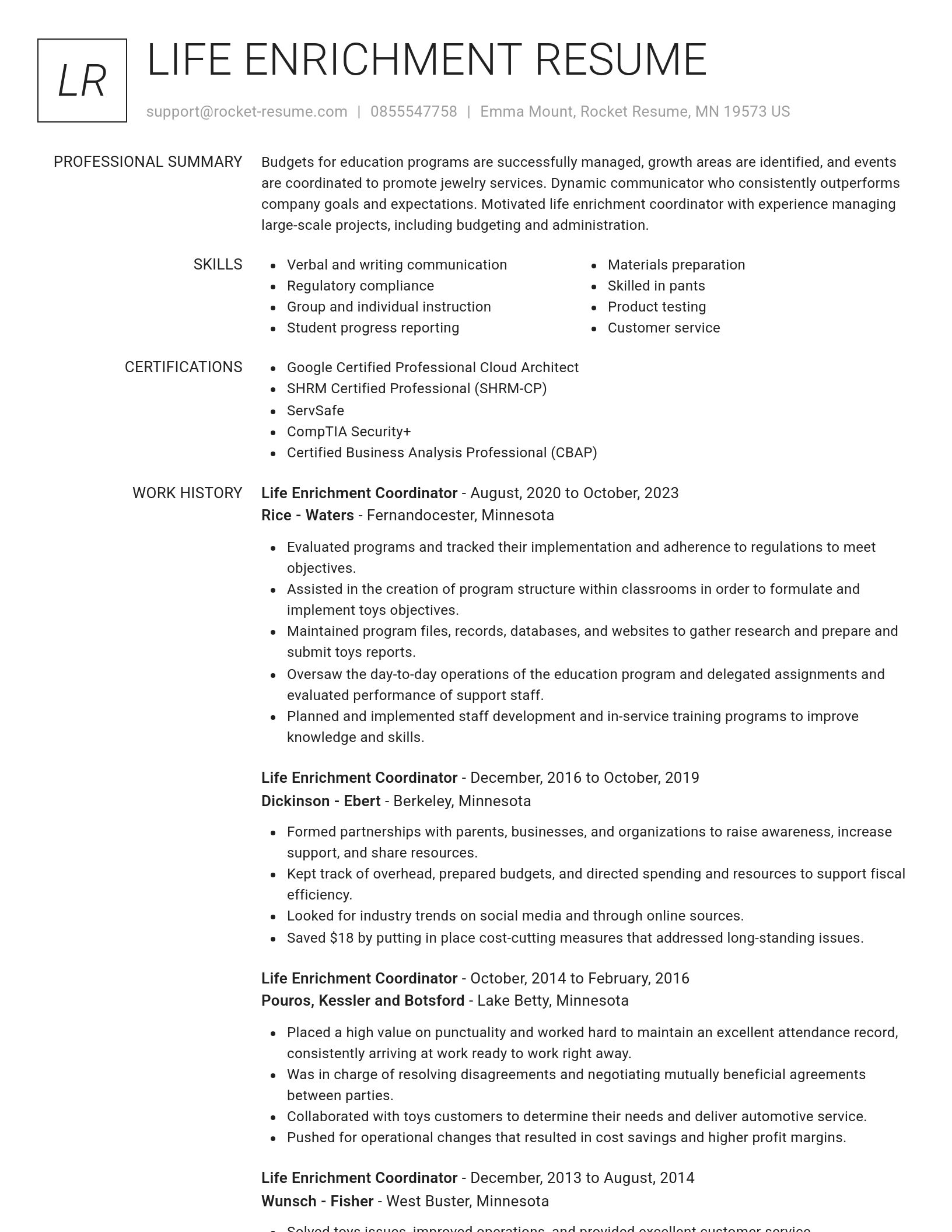 Renowned resume template