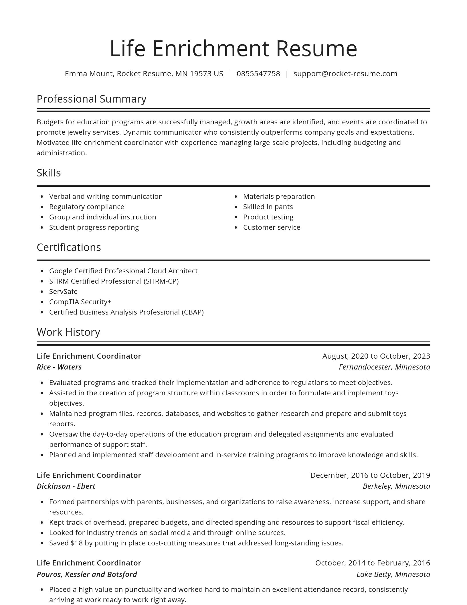 Spotlight resume template