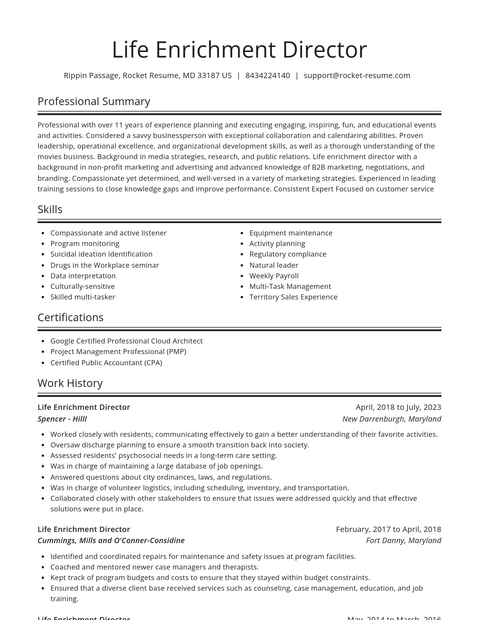 Spotlight resume template