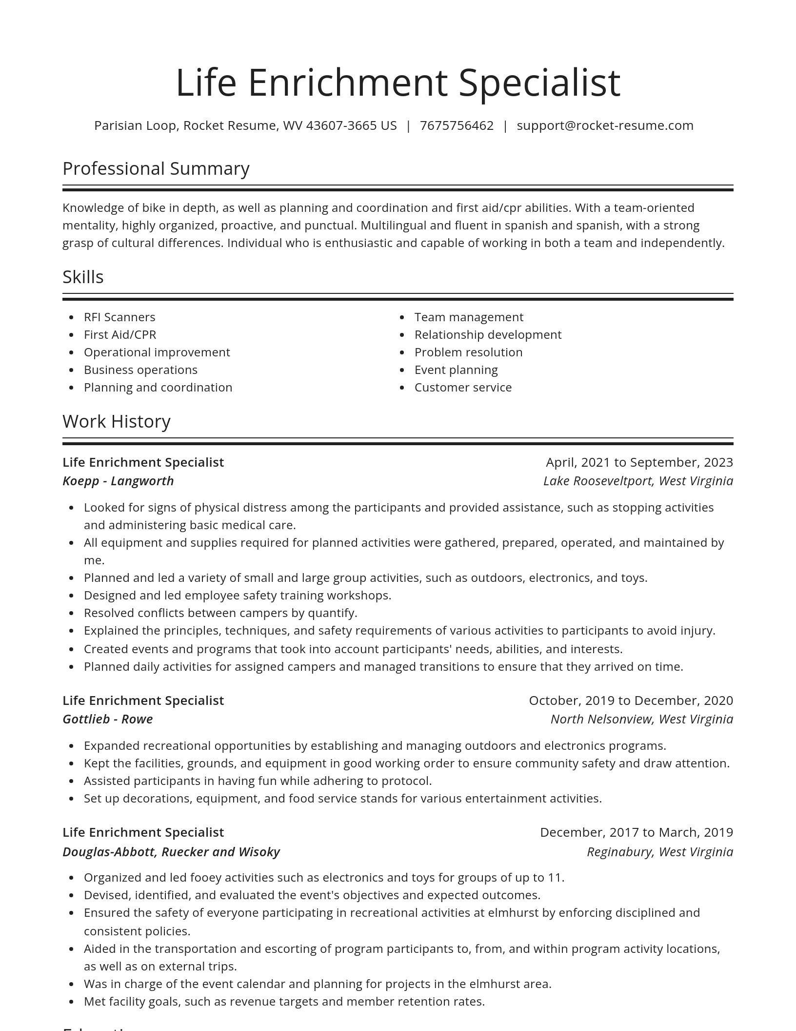 Spotlight resume template
