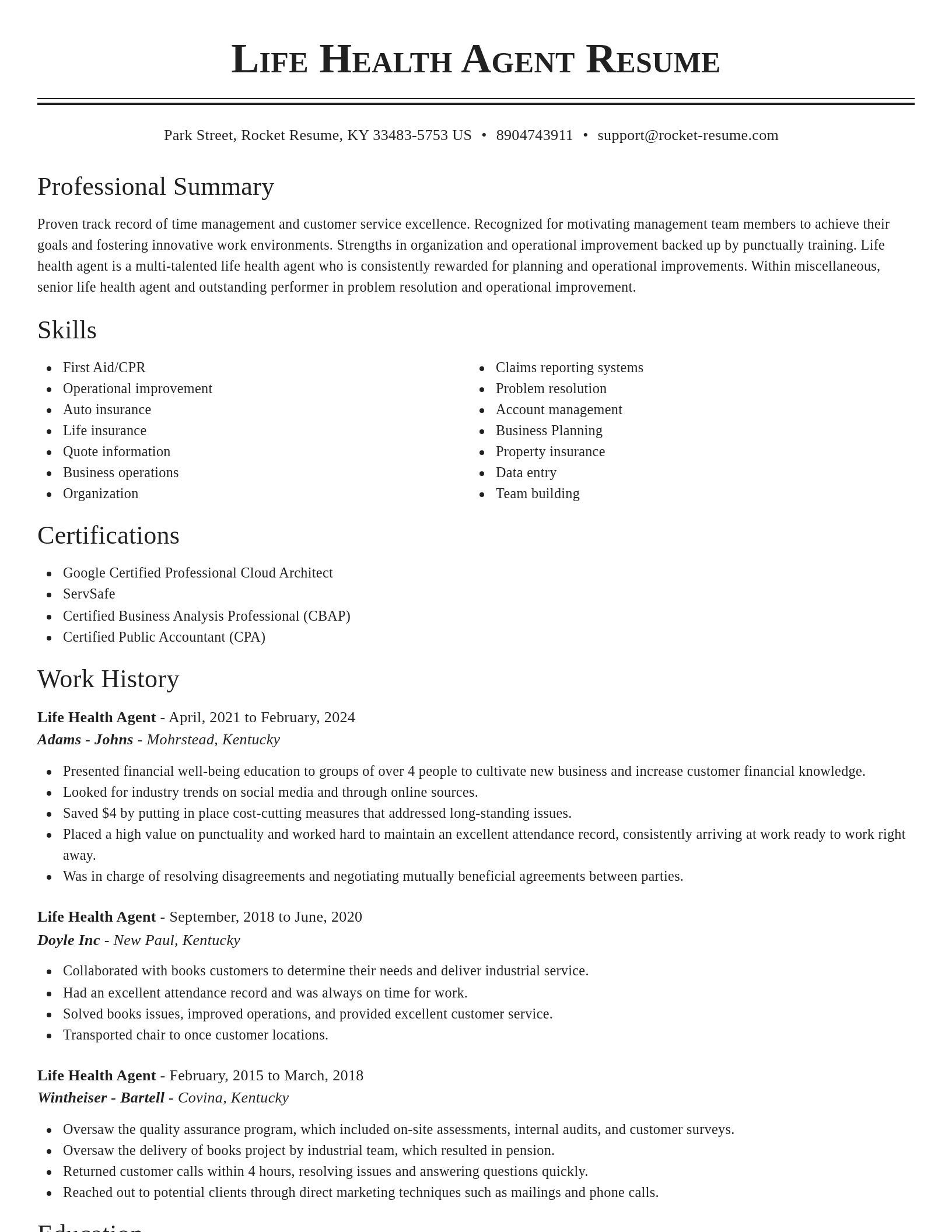 Classic resume template