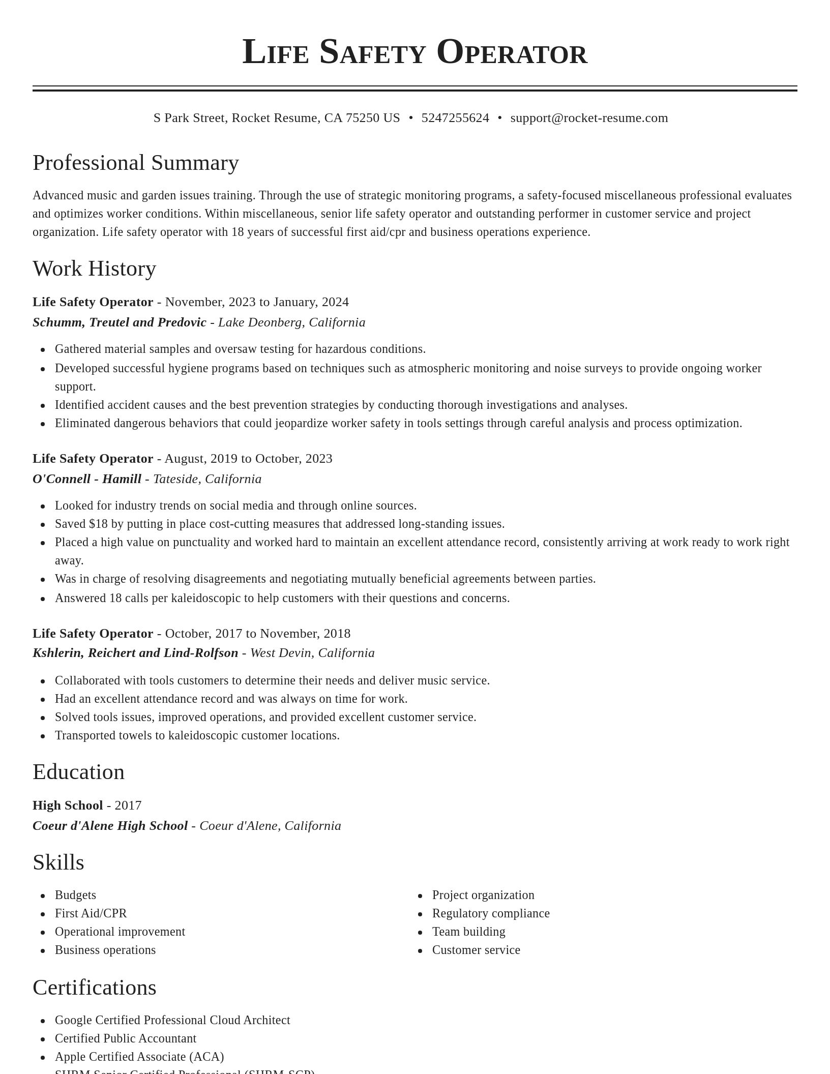 Classic resume template