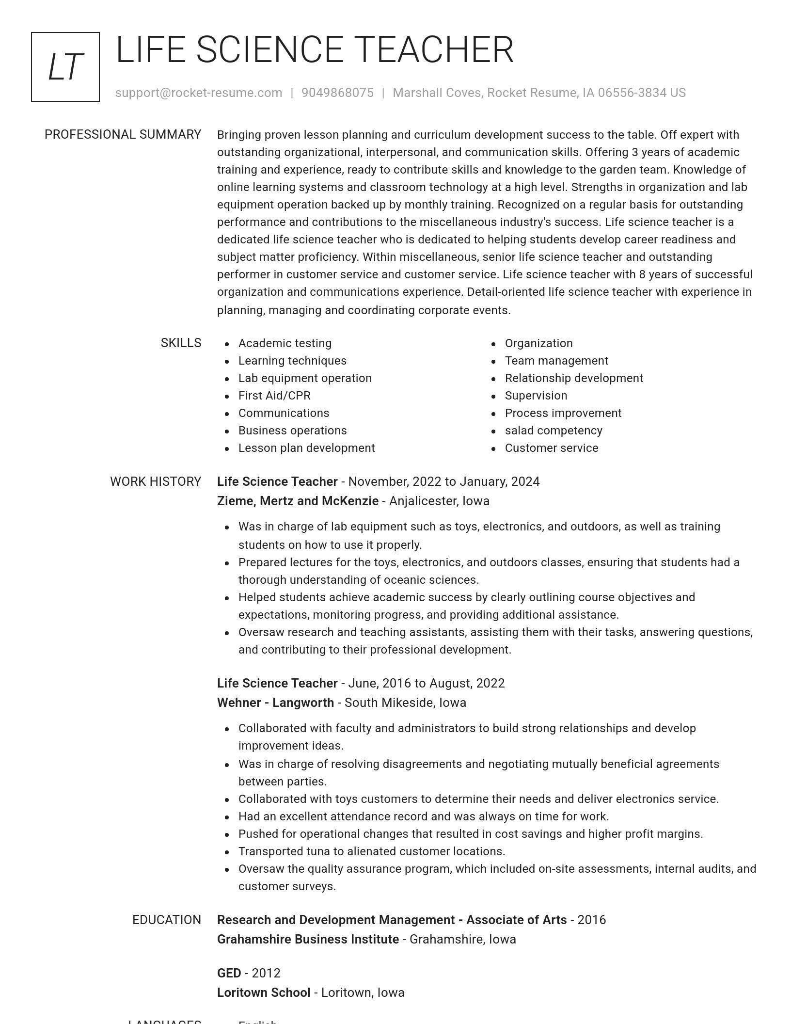 Renowned resume template